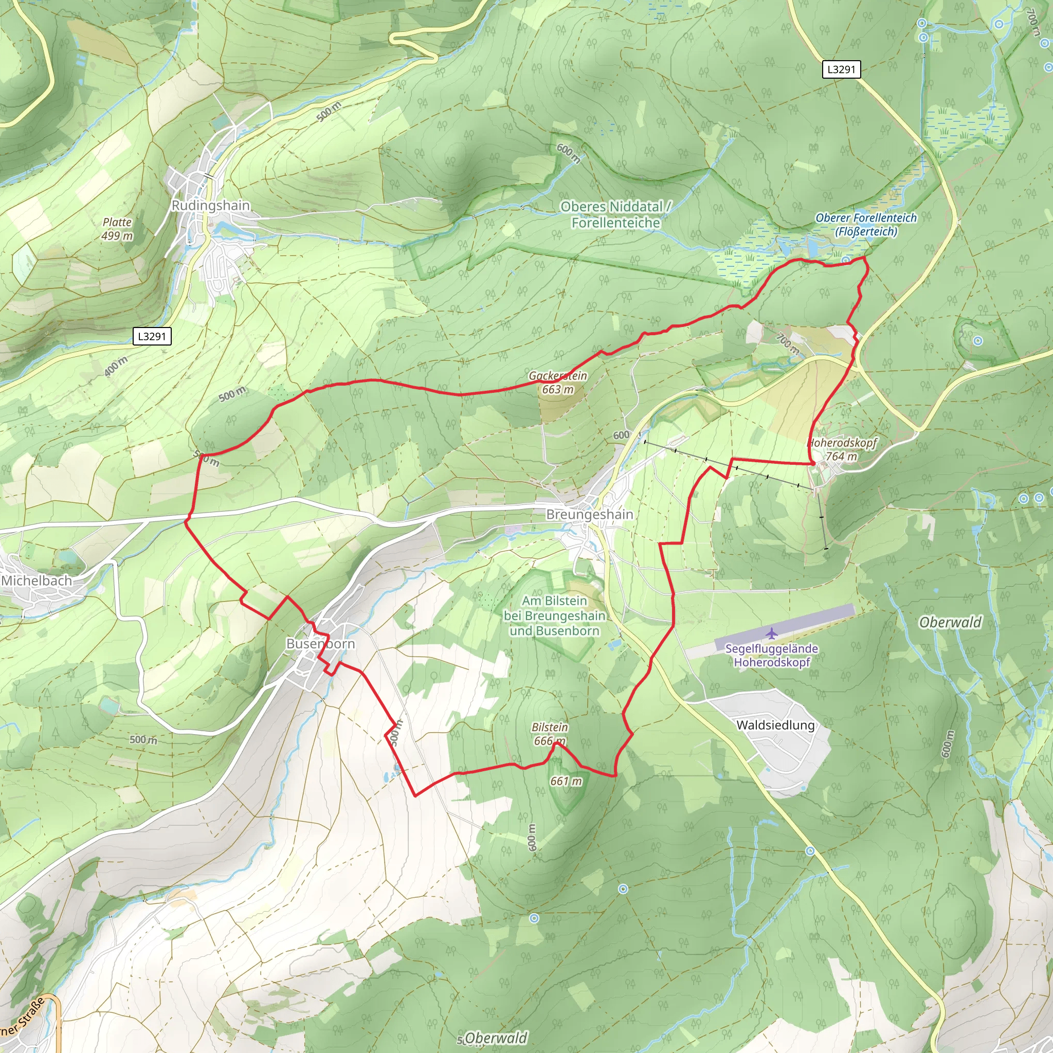 Gackerstein and Bilstein Loop via Gipfeltour Schotten mobile static map