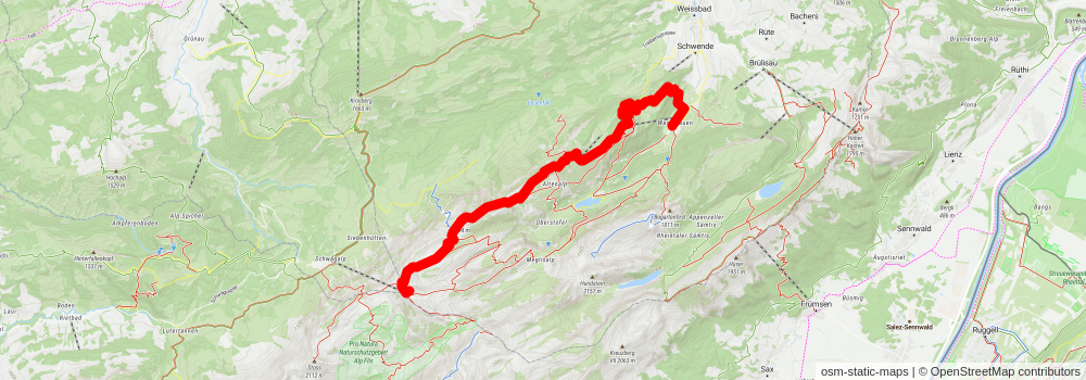 Wasserauen to Säntis Loop Trail stage 2 Map