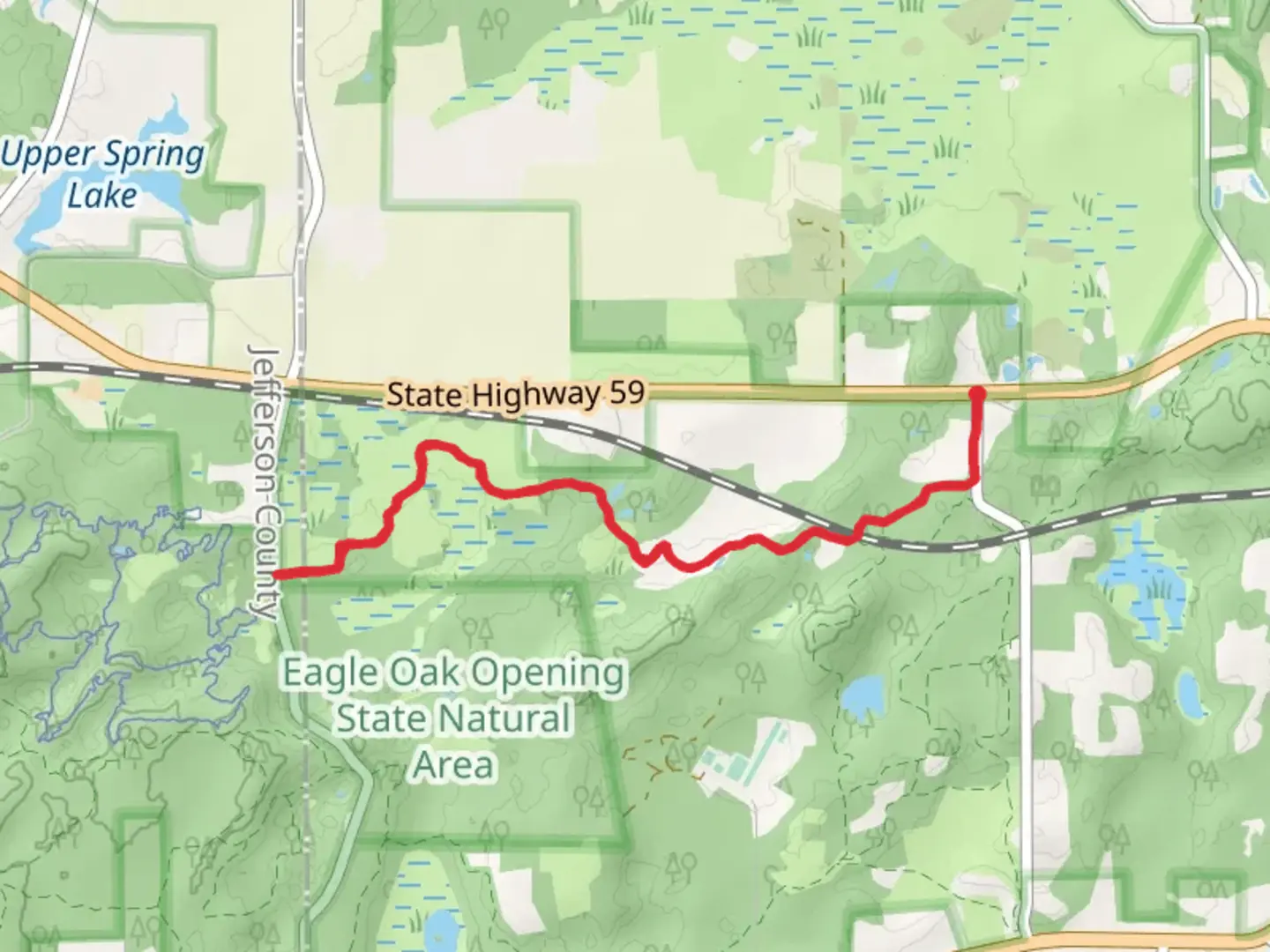 An image depicting the trail Ice Age Trail - State Highway 59 and its surrounding area.