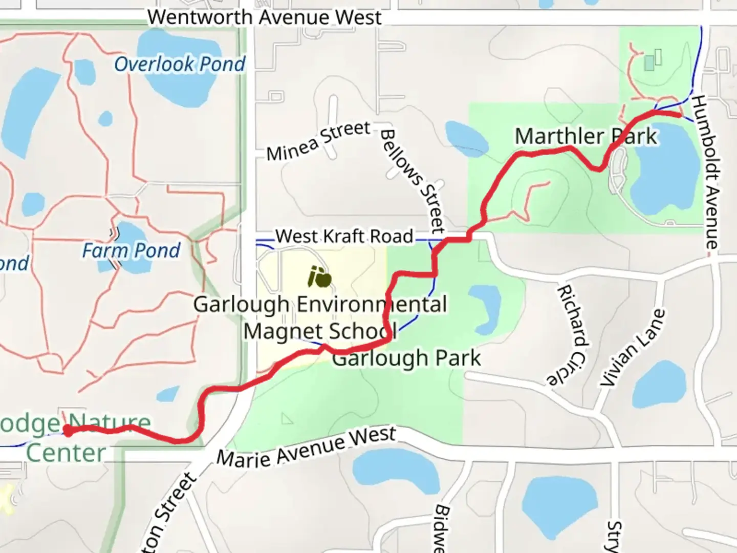 An image depicting the trail River to River Greenway and its surrounding area.