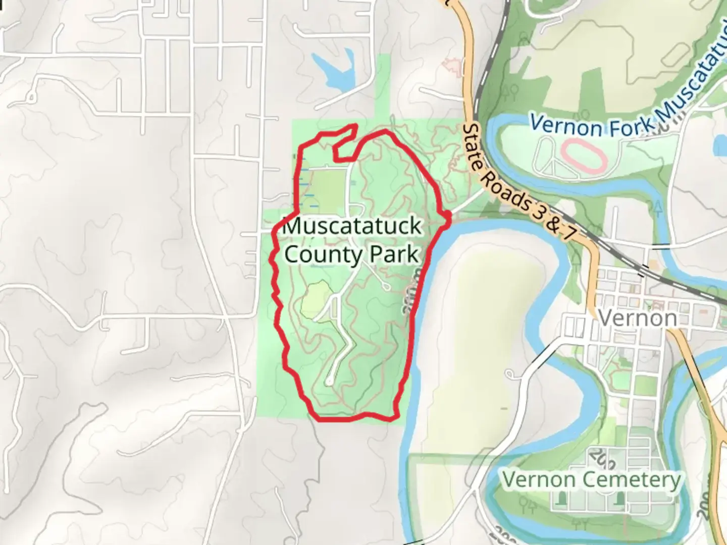 An image depicting the trail Muscatatuck County Park Loop and its surrounding area.