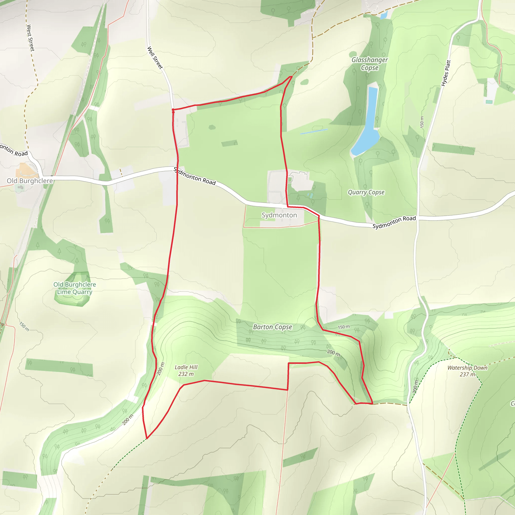 Watership Down and Ladle Hill from the Sydmonton Estate mobile static map