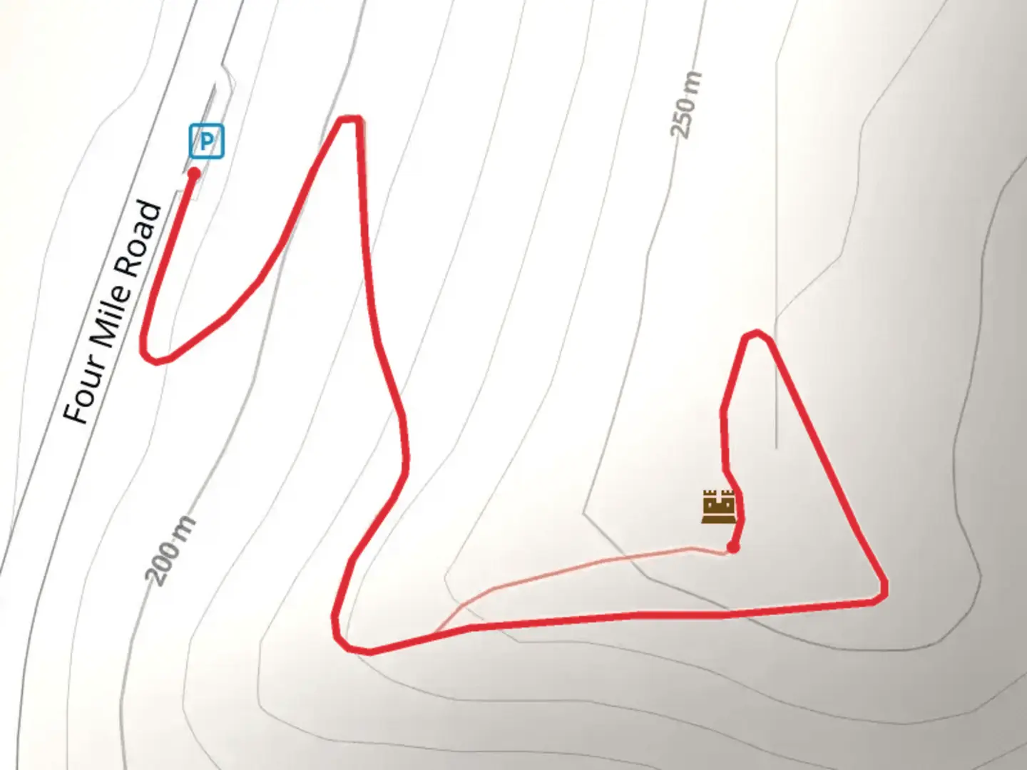 An image depicting the trail Four Mile Road and its surrounding area.