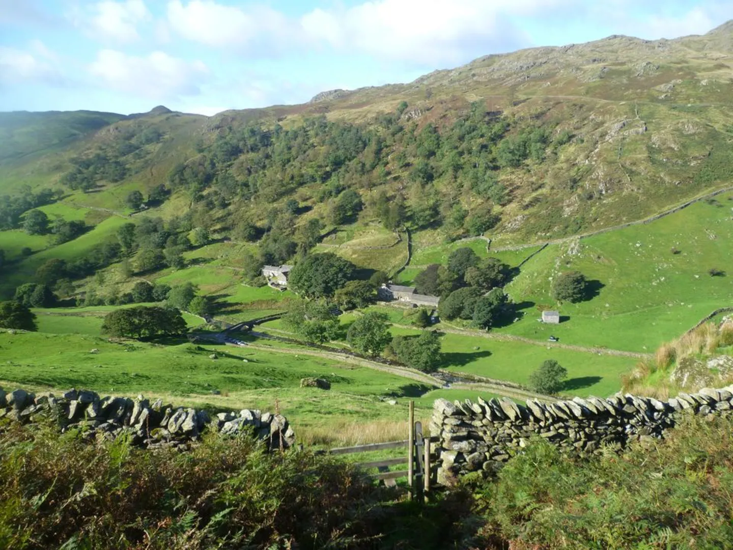 An image depicting the trail Kentmere Pinke and Harter Fell Loop from Sadgill and its surrounding area.