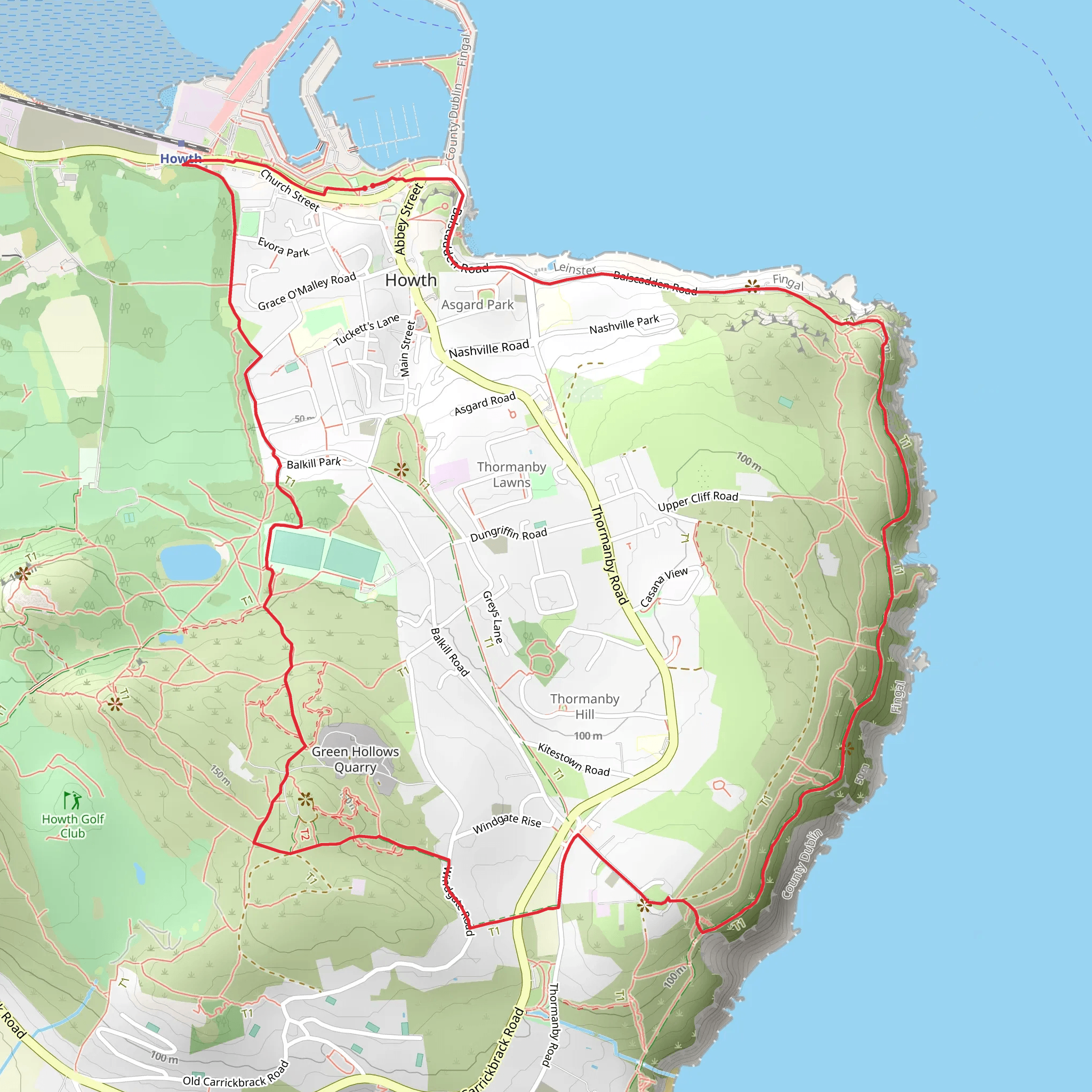 Howth Loop Trail mobile static map