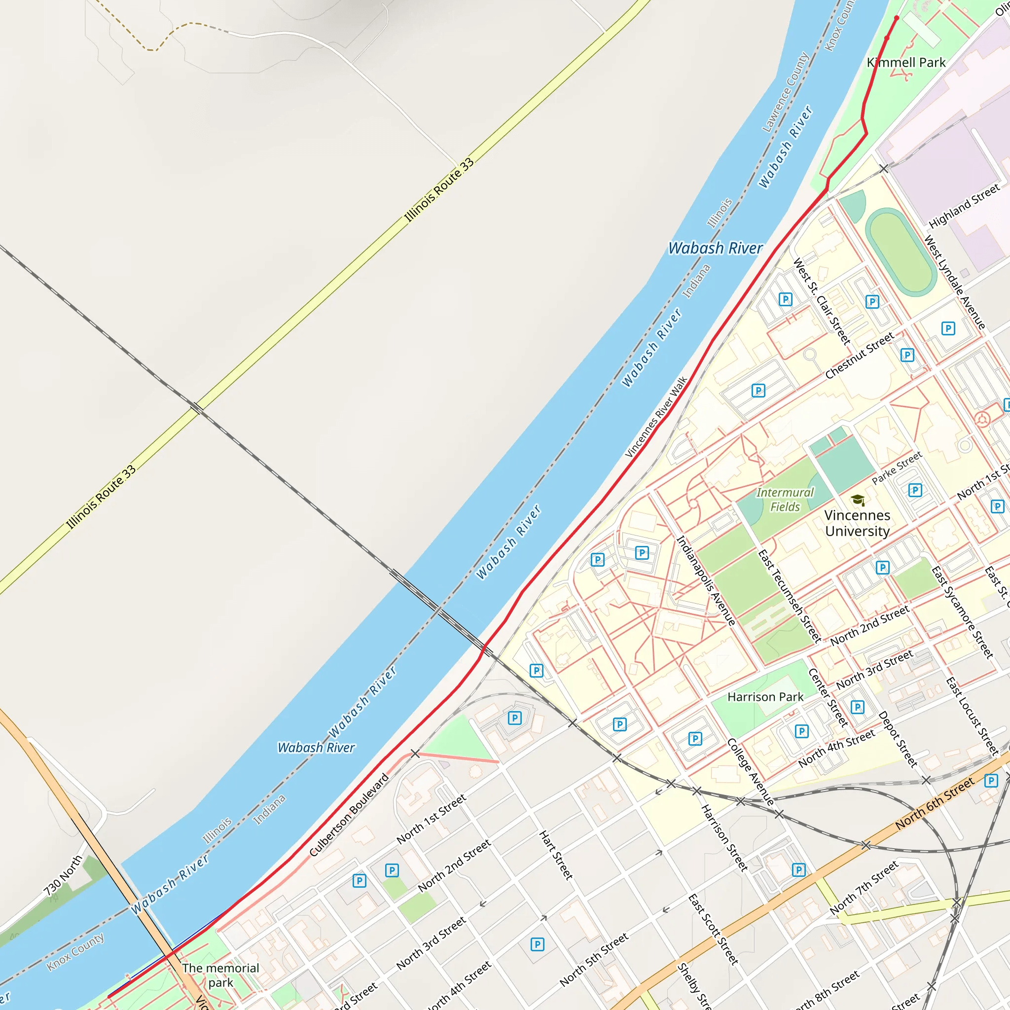 Vincennes River Walk mobile static map