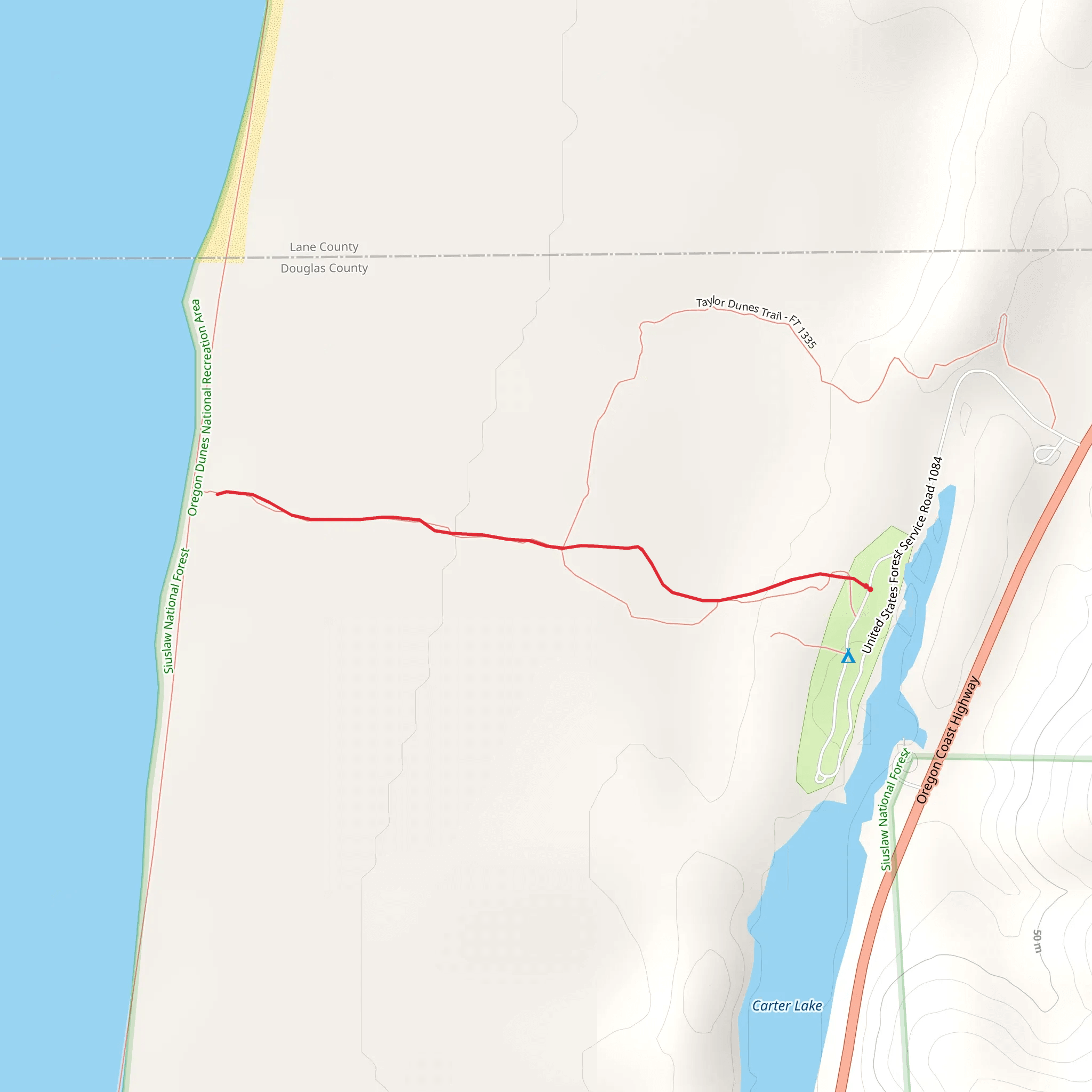 Carter Dunes Trail mobile static map
