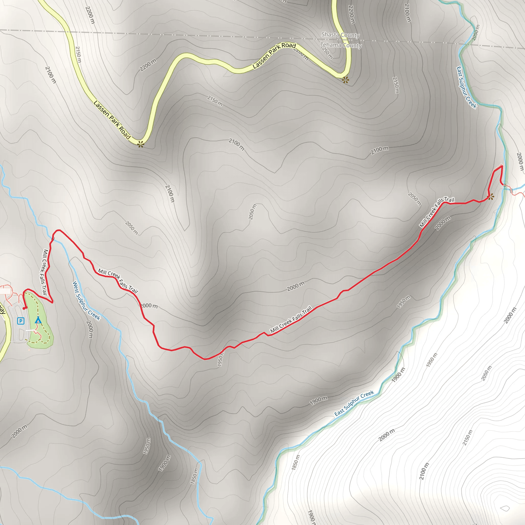 Mill Creek Falls Trail mobile static map