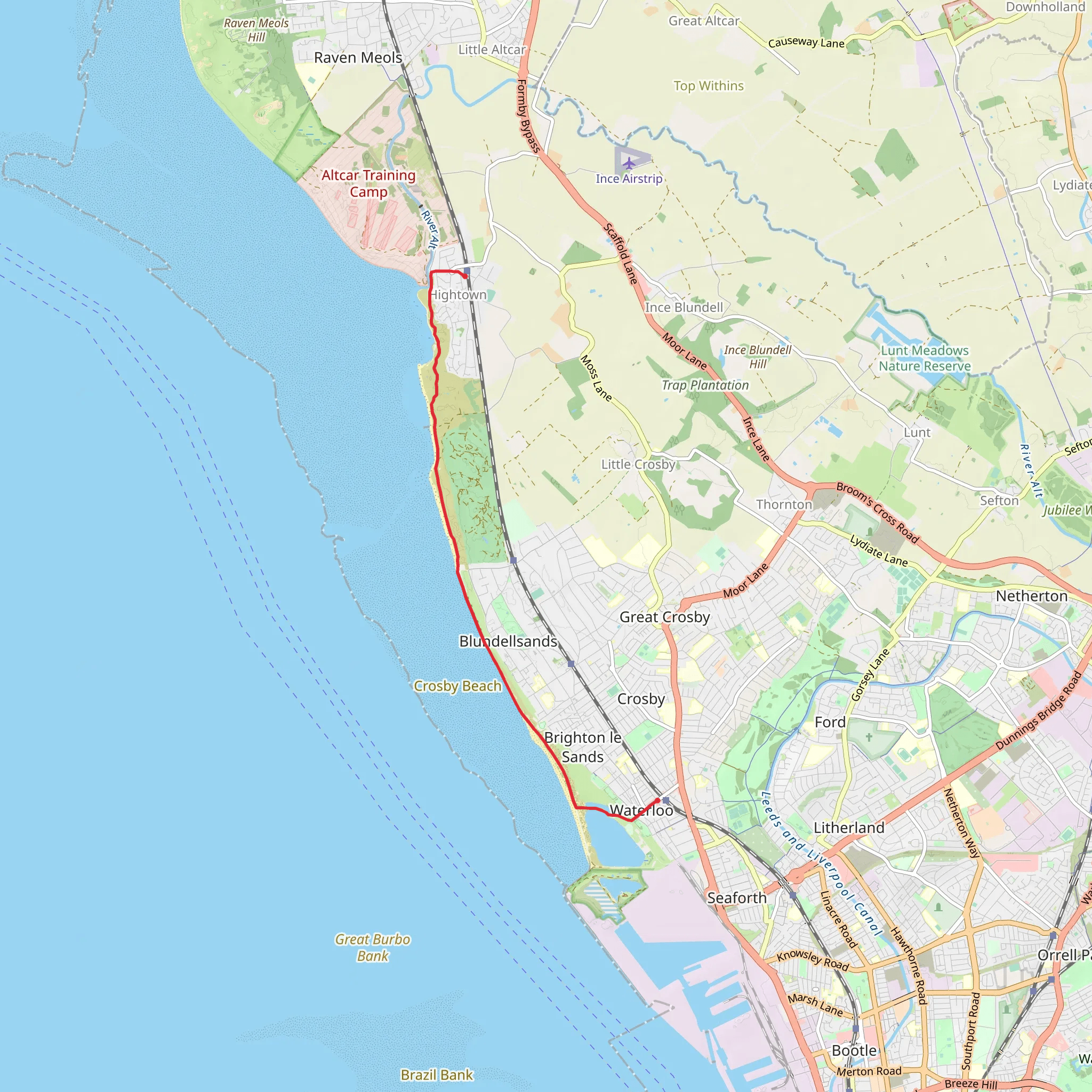 Crosby Beach Walk mobile static map