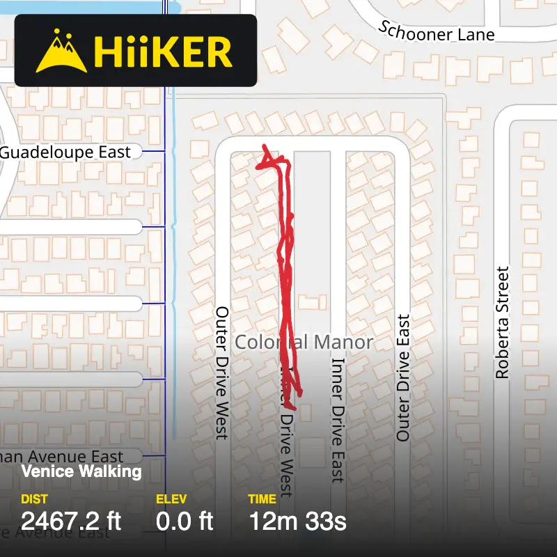 A map preview of the recording Venice Walking.