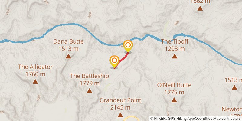 Hermit Trail to Bright Angel Trail spur 2 Map