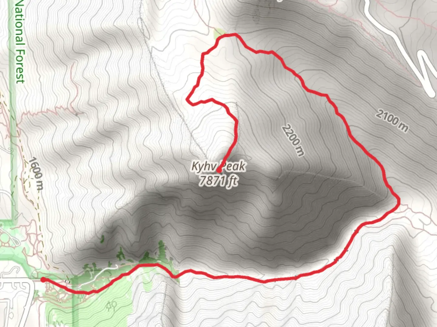 An image depicting the trail Kyhv Peak and its surrounding area.