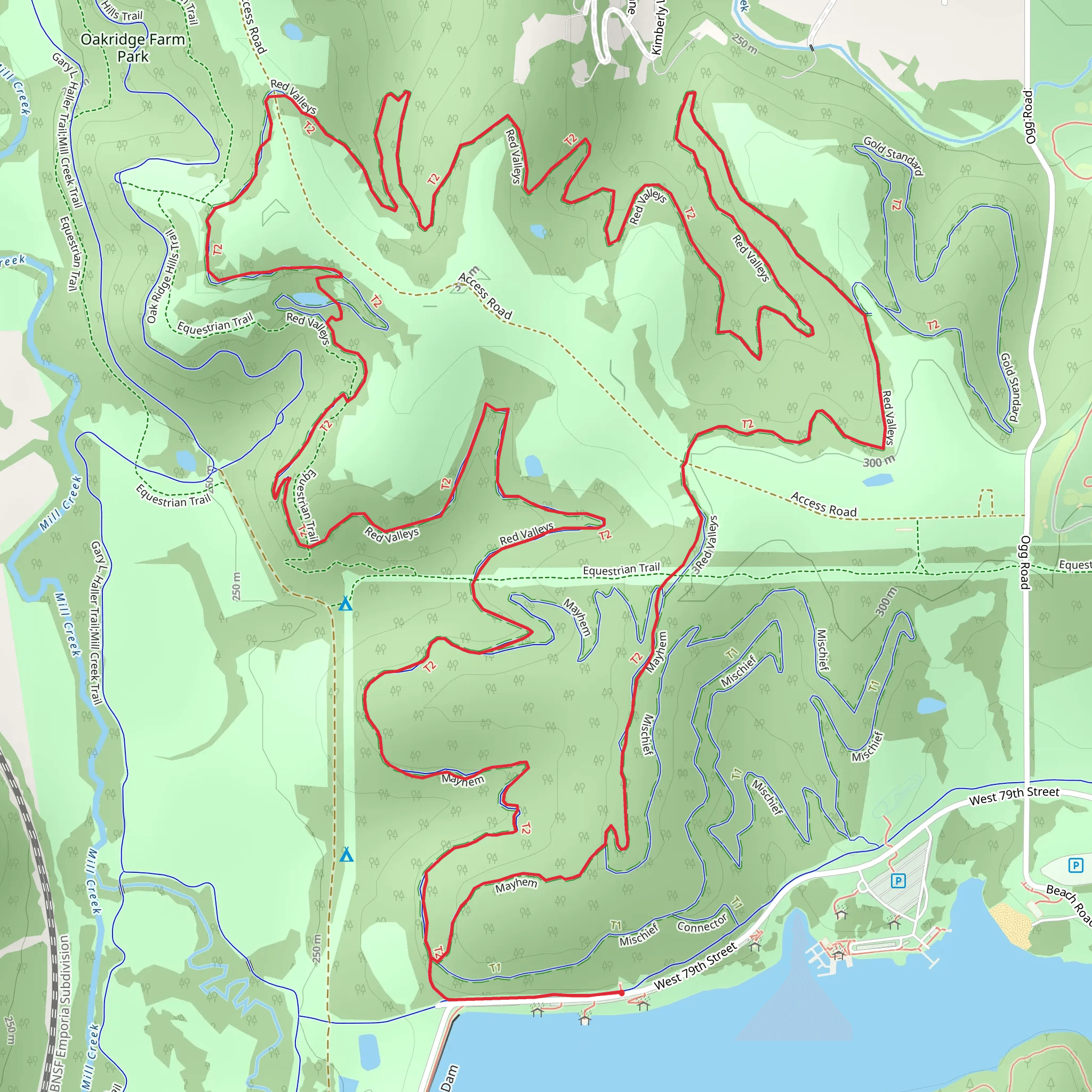 Oakridge Farm Park - Violet and Red Loop Trail mobile static map