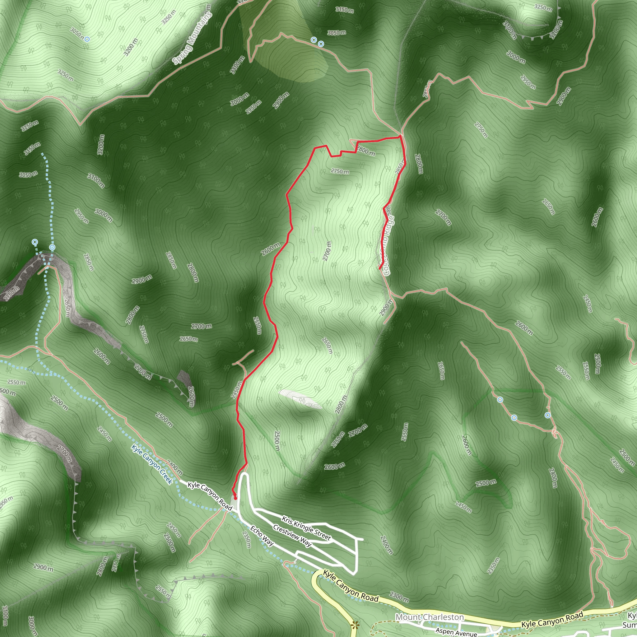 Cockscomb Ridge via Trail Canyon mobile static map