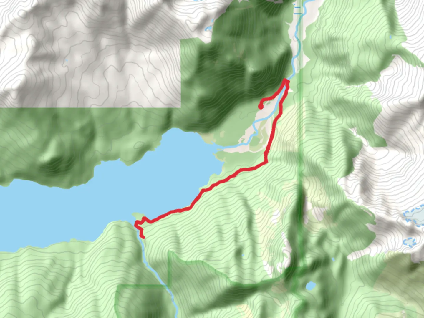 An image depicting the trail Noisy Creek via Baker Lake Trail and its surrounding area.