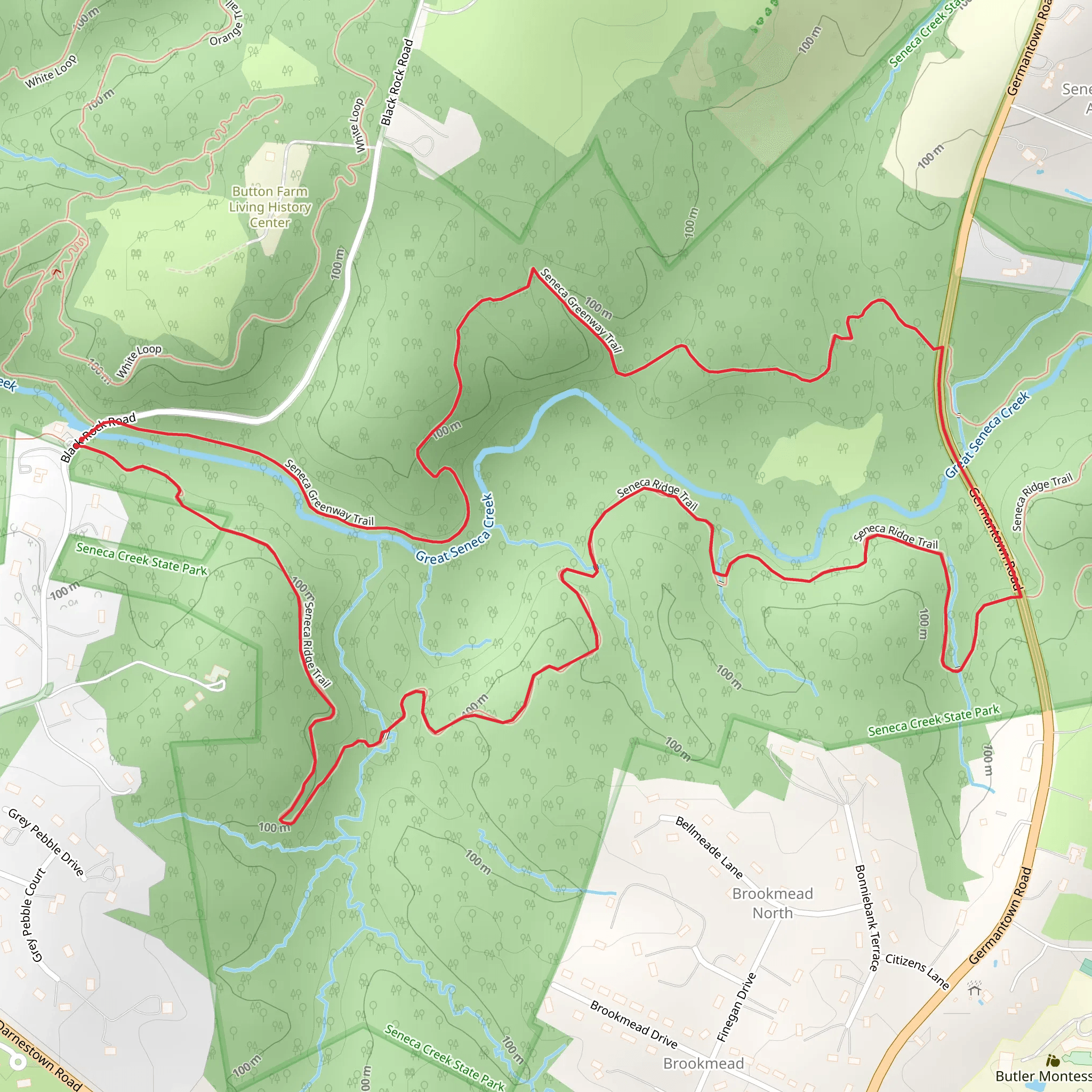 Seneca Ridge Trail and Seneca Greenway Trail Loop mobile static map
