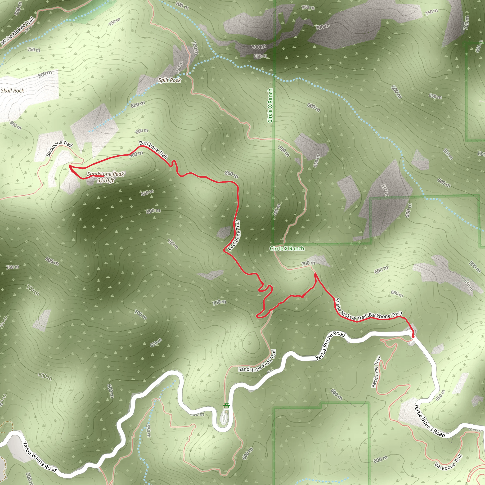 Sandstone Peak mobile static map