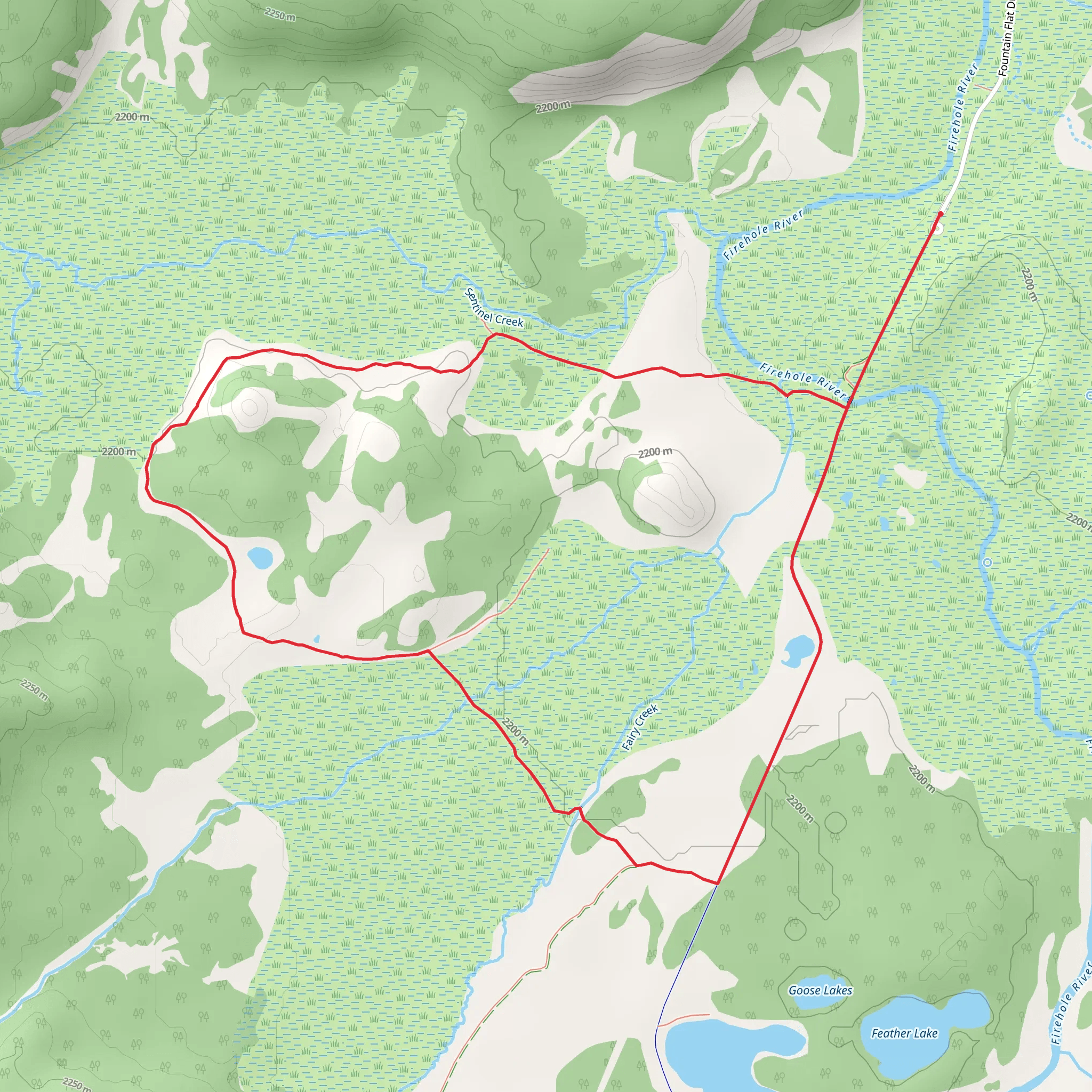 Fairy Falls - Imperial Meadows - Sentinel Meadows Loop Trail mobile static map