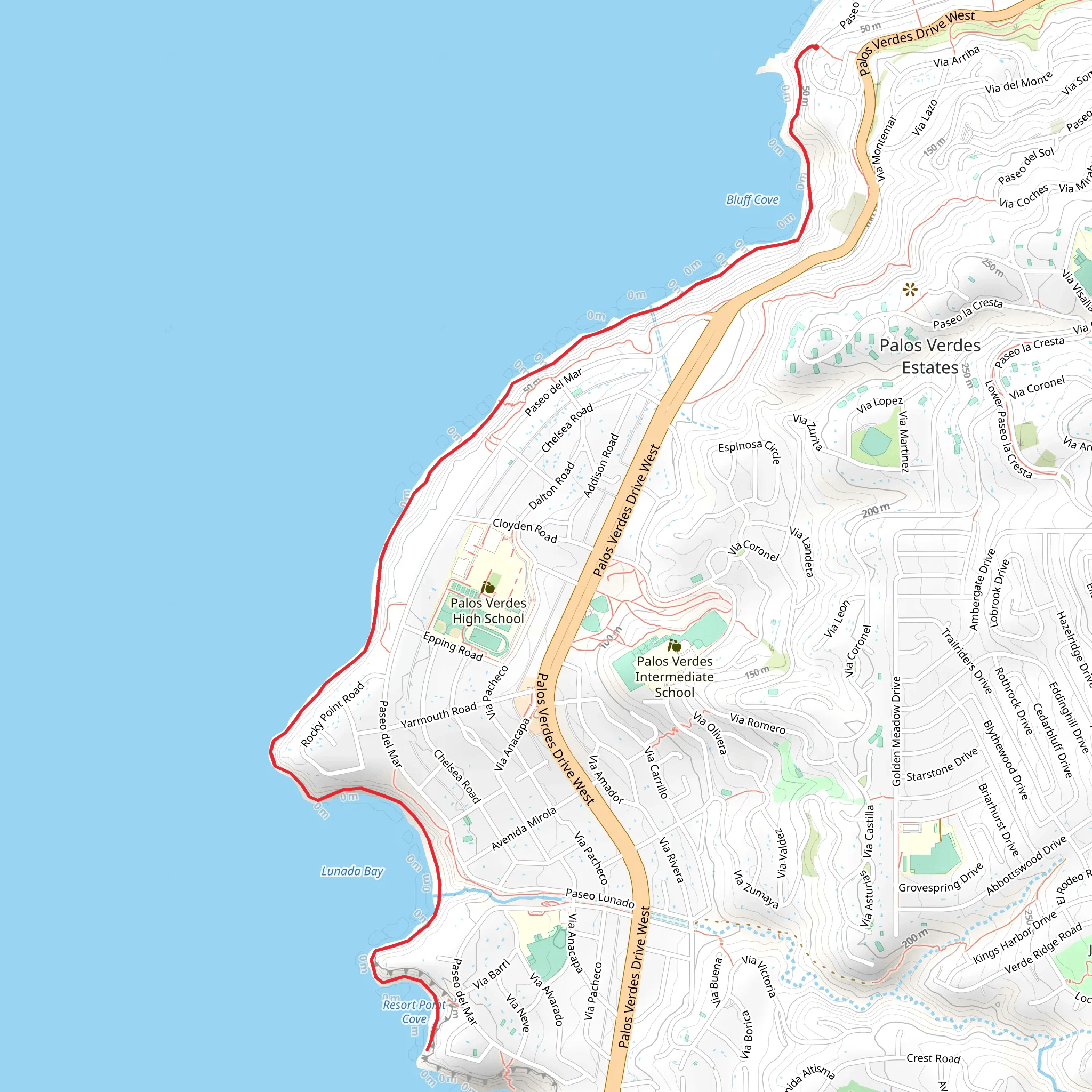 Bluff Cove to Resort Point Cove mobile static map