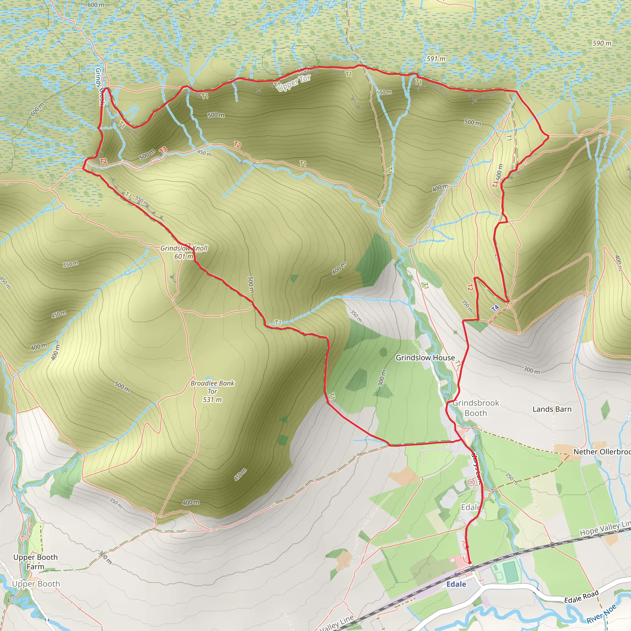 Ringing Roger and Grindslow Knoll from Edale mobile static map