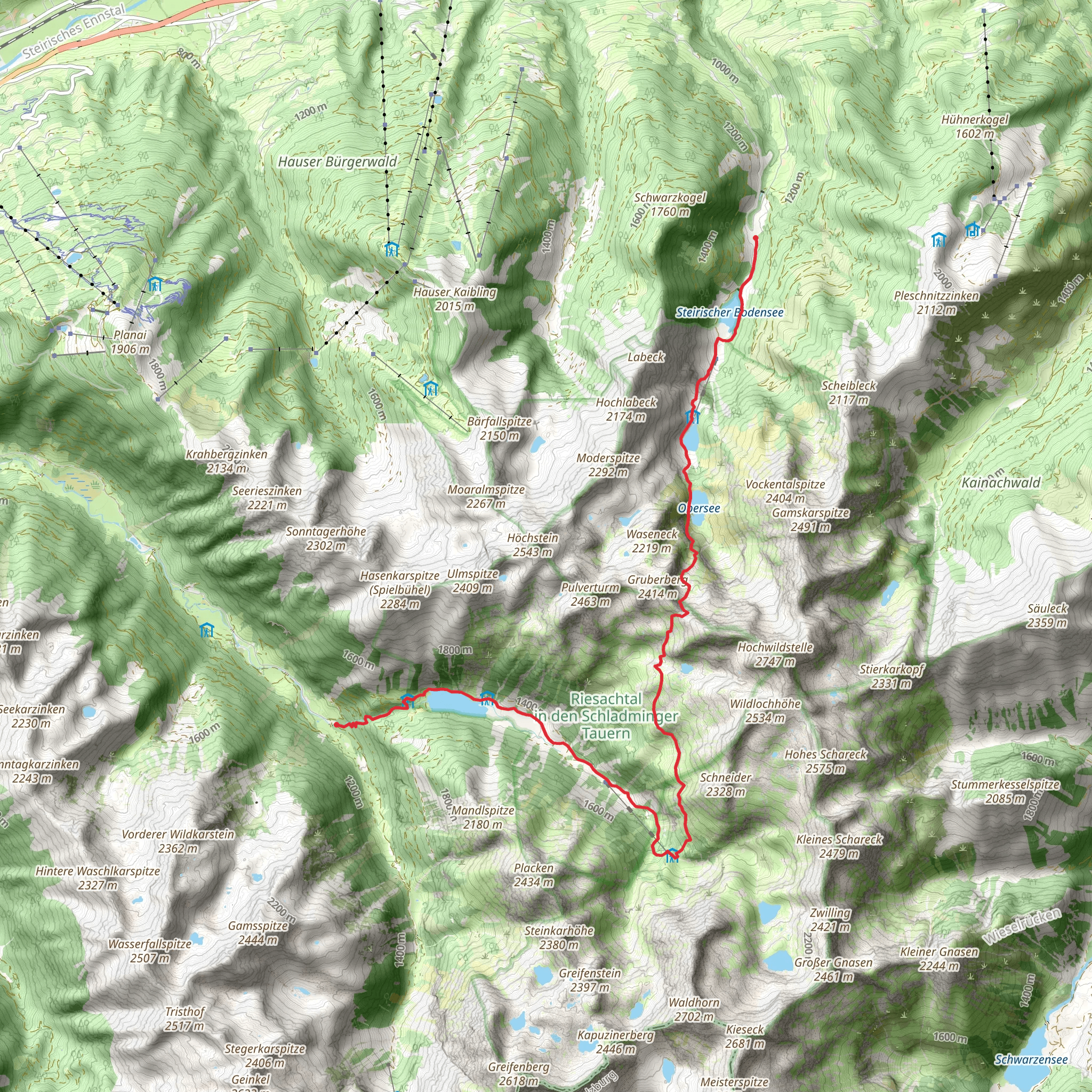 Untertal to Steirischer Bodensee Lake via Neualmscharte mobile static map