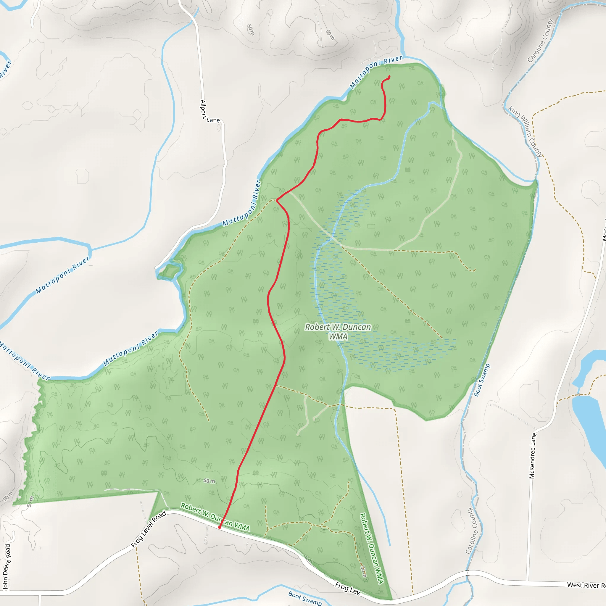 Mattaponi River from Frog Level Road mobile static map
