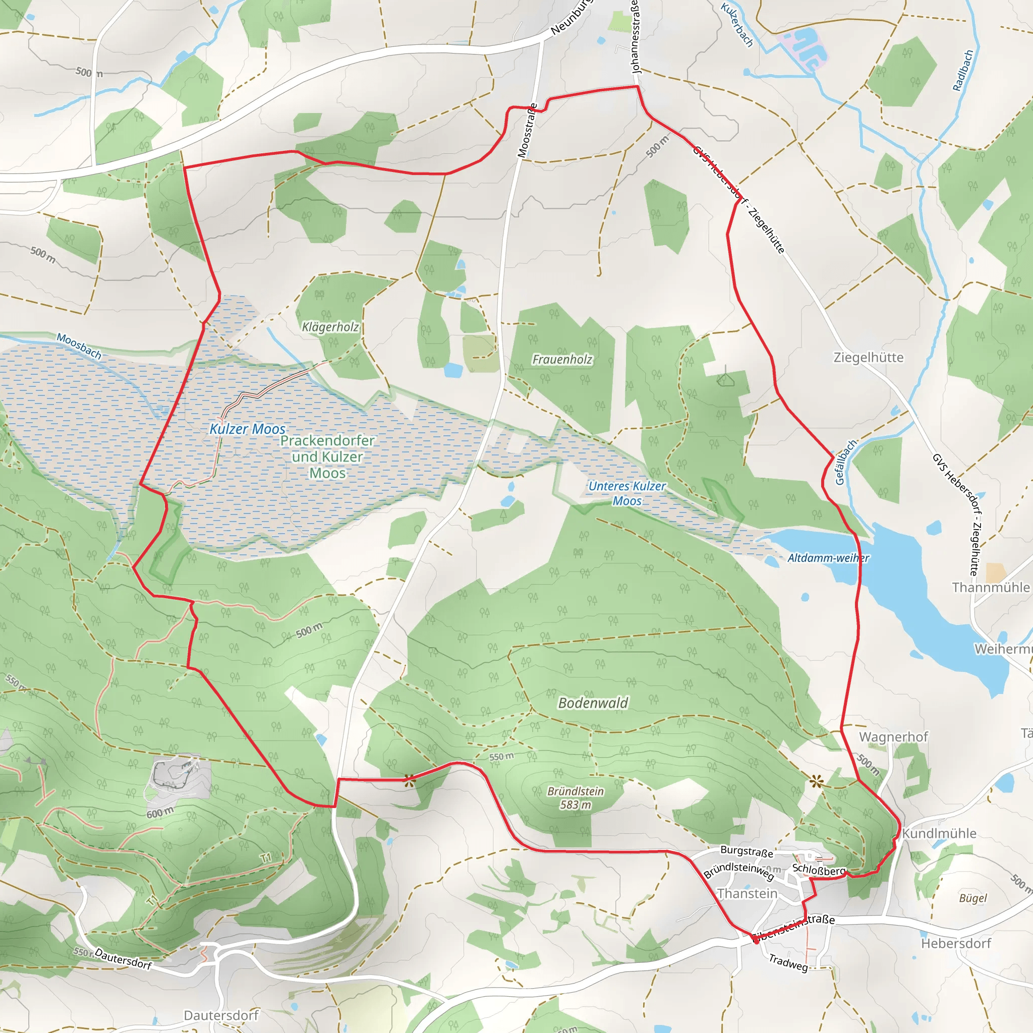 Altdamm Weiher and Muehlweiher via Moosweg mobile static map