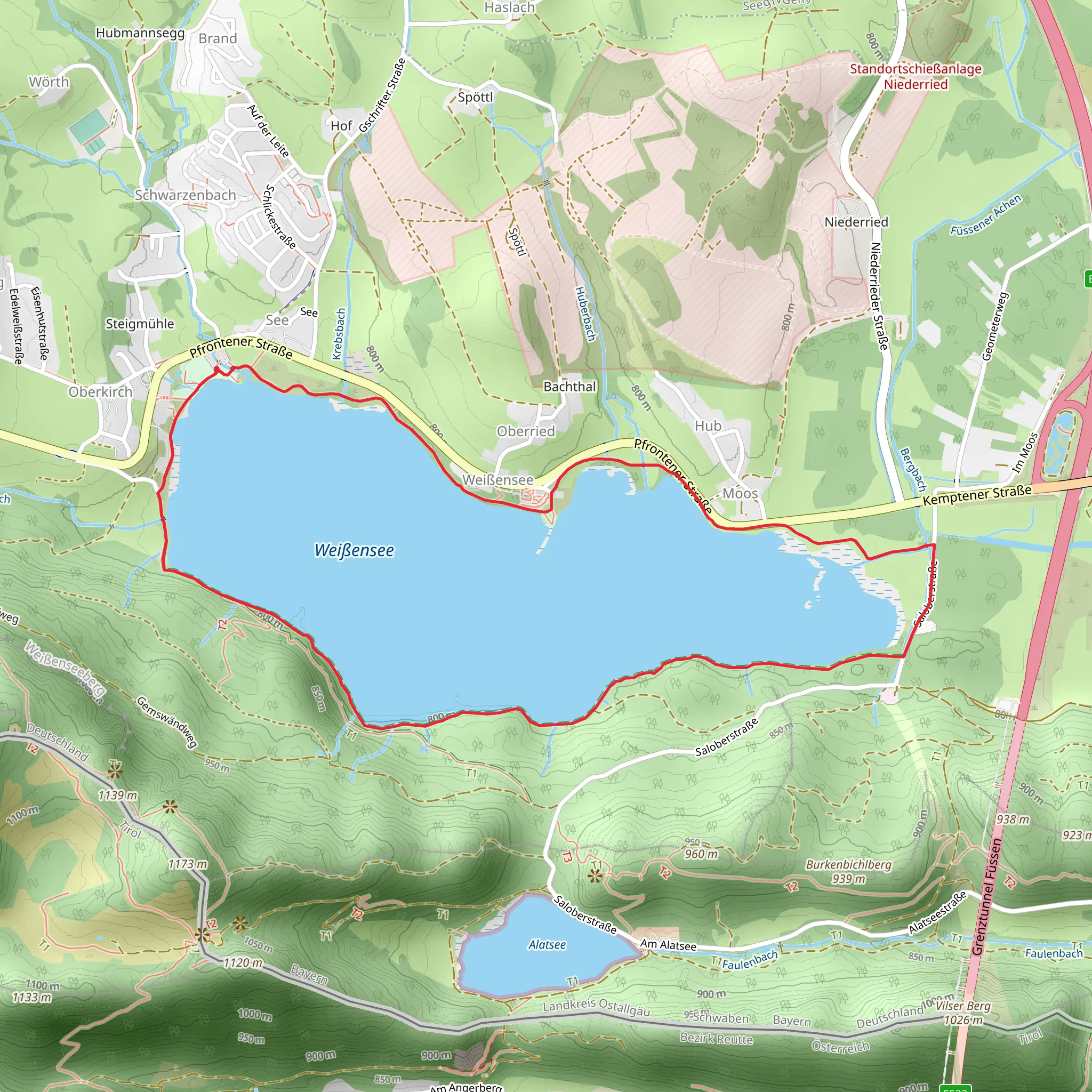 Weißensee See Loop mobile static map
