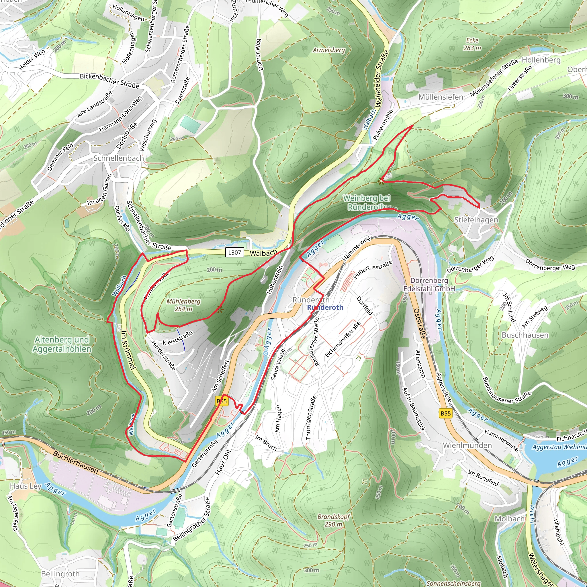 Agger via Hoehlenweg mobile static map