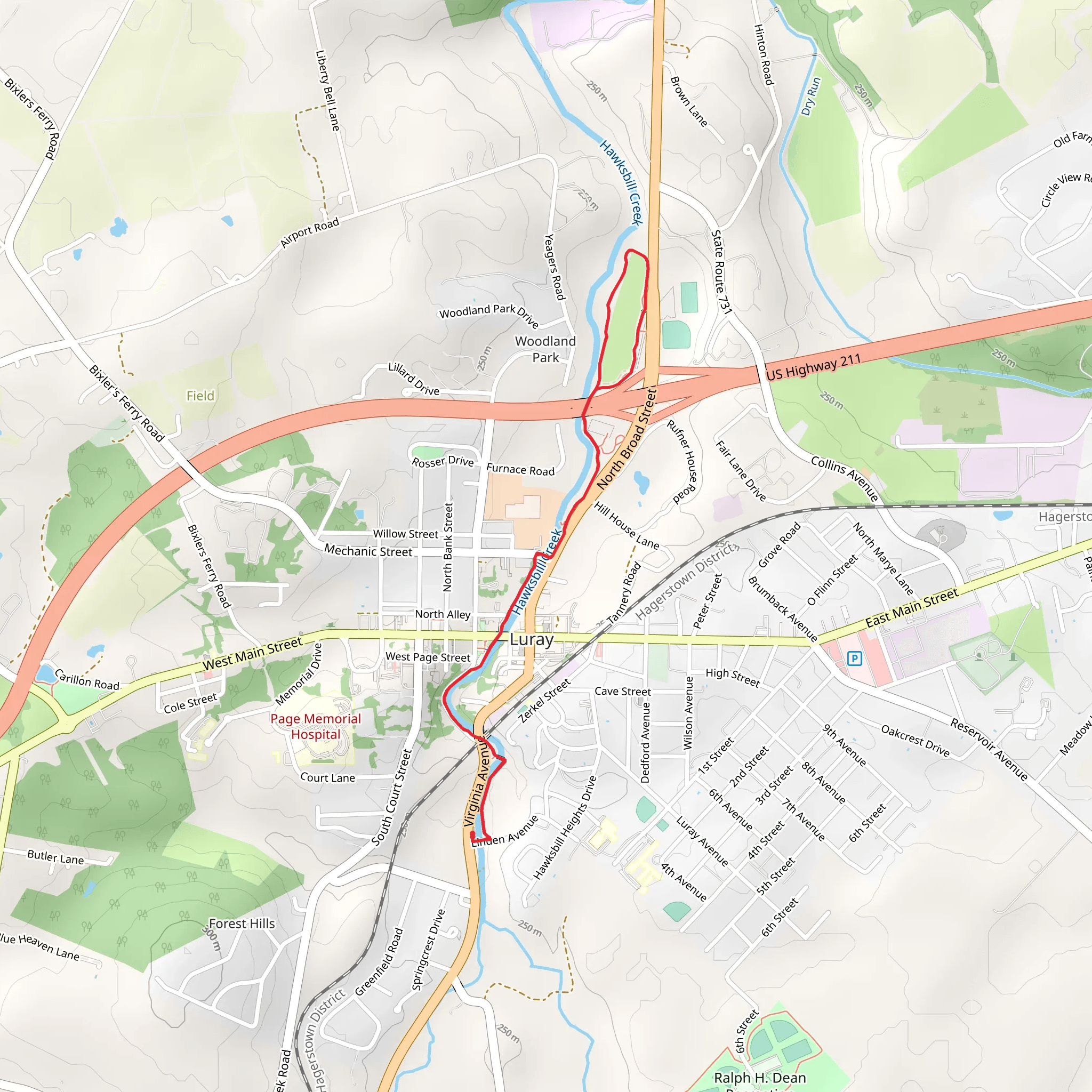 Luray Hawksbill Greenway mobile static map