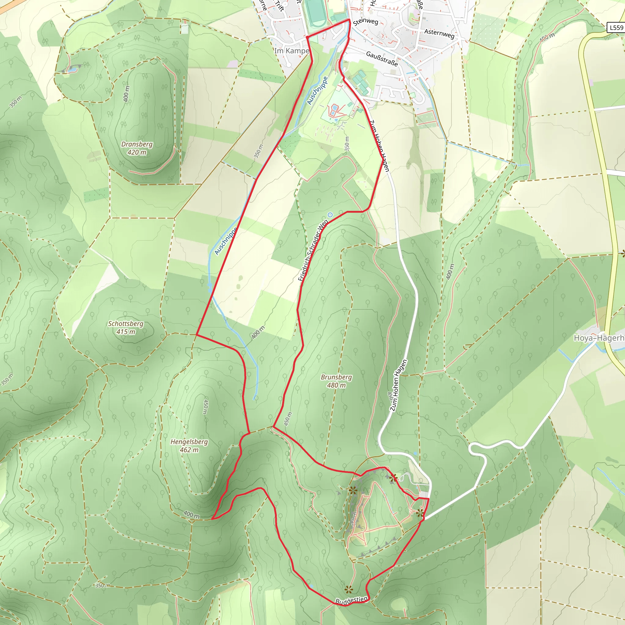 Hoher Hagen and Hengelsberg Loop mobile static map