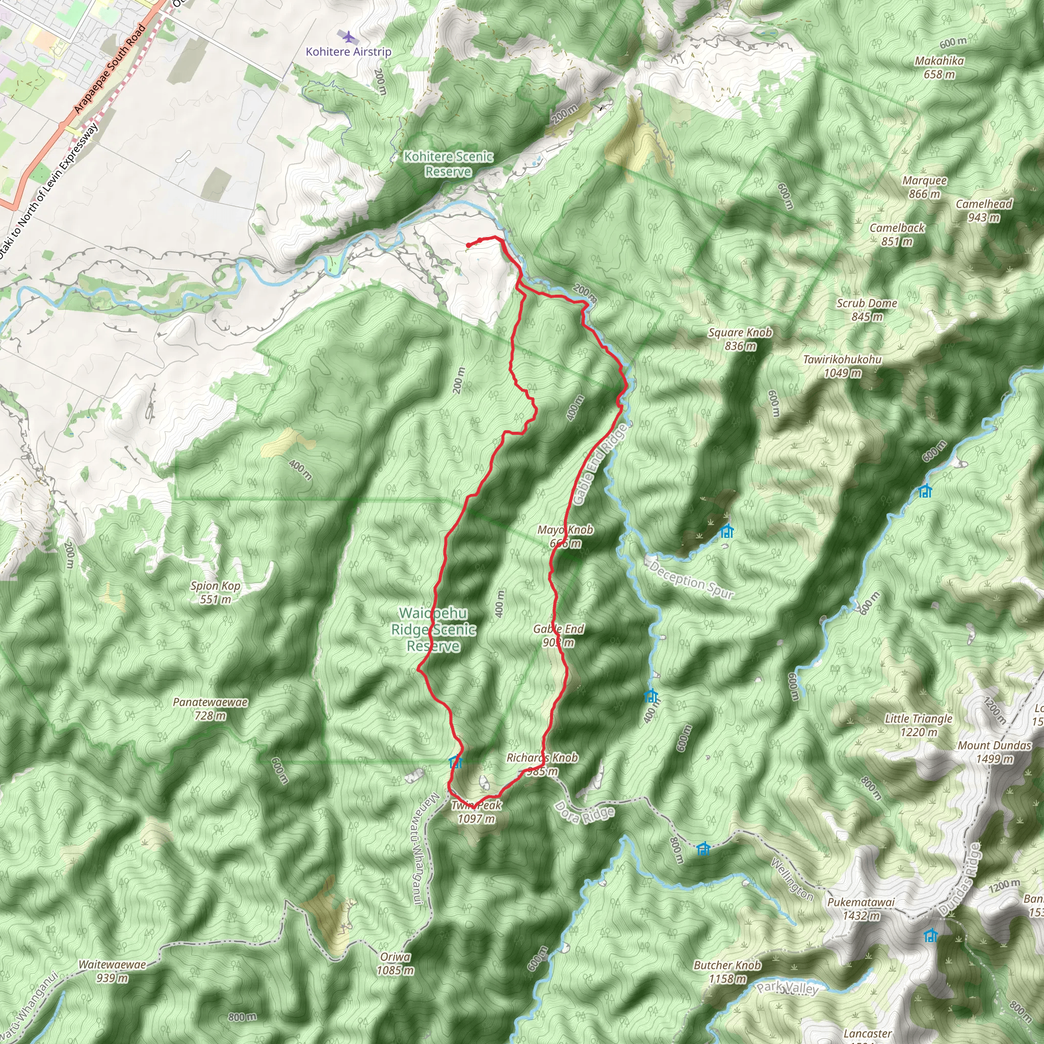Waiopehu Hut Loop mobile static map