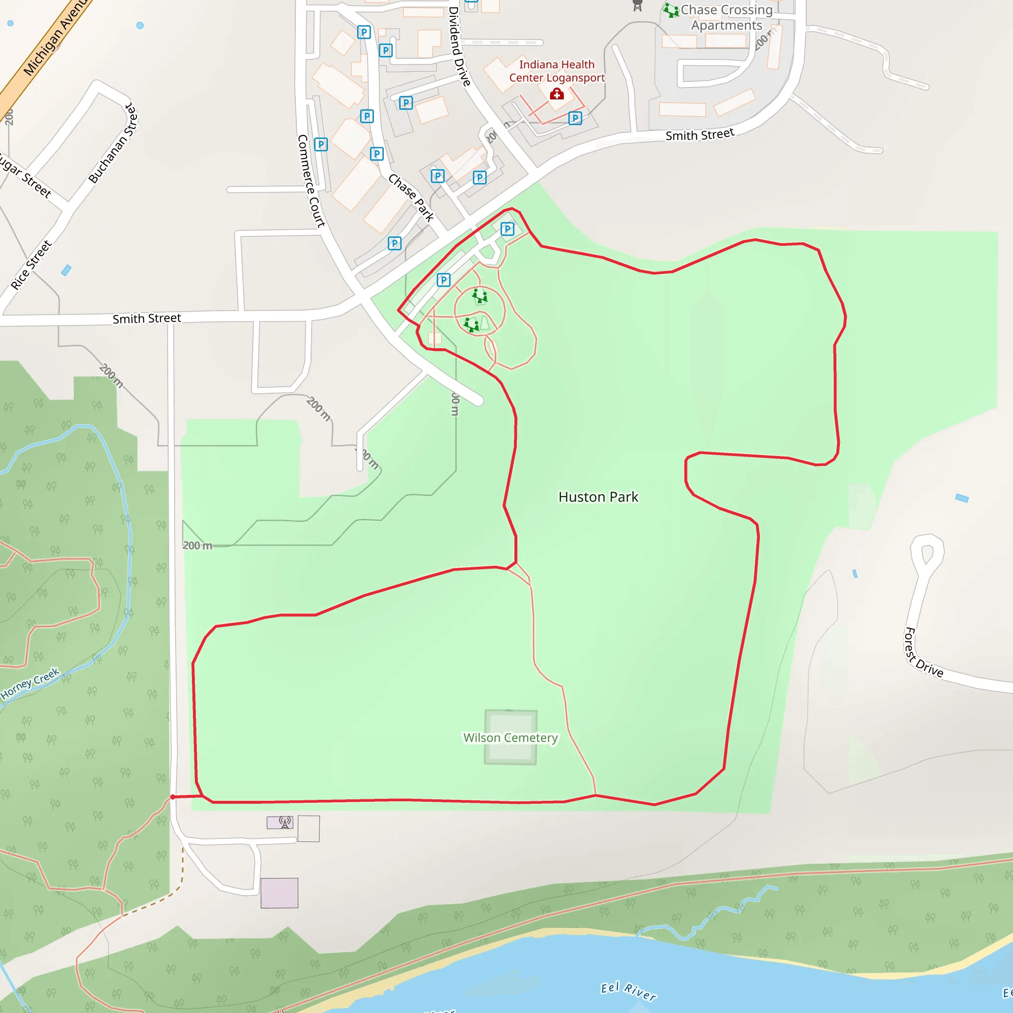 Huston Park Loop mobile static map