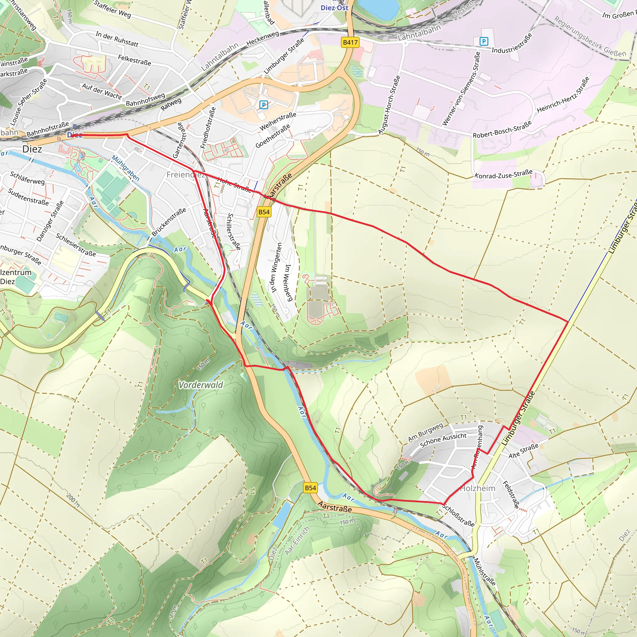 Freiendiez to Holzheim Loop mobile static map