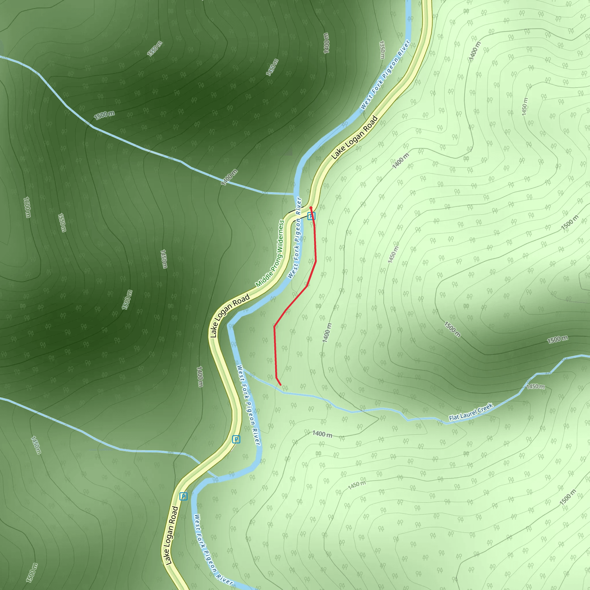 West Fork Pigeon River from Lake Logan Road mobile static map