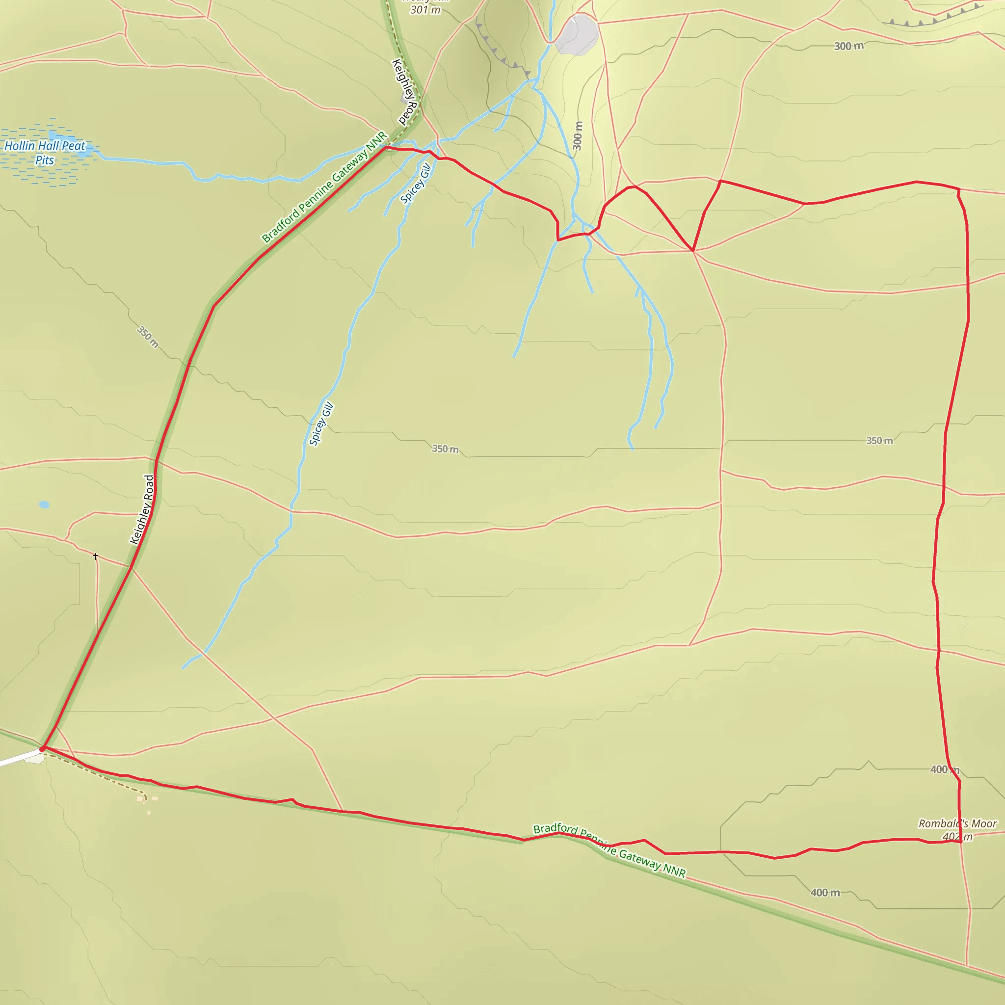 Badger Stone and Rombald's Moor Loop mobile static map