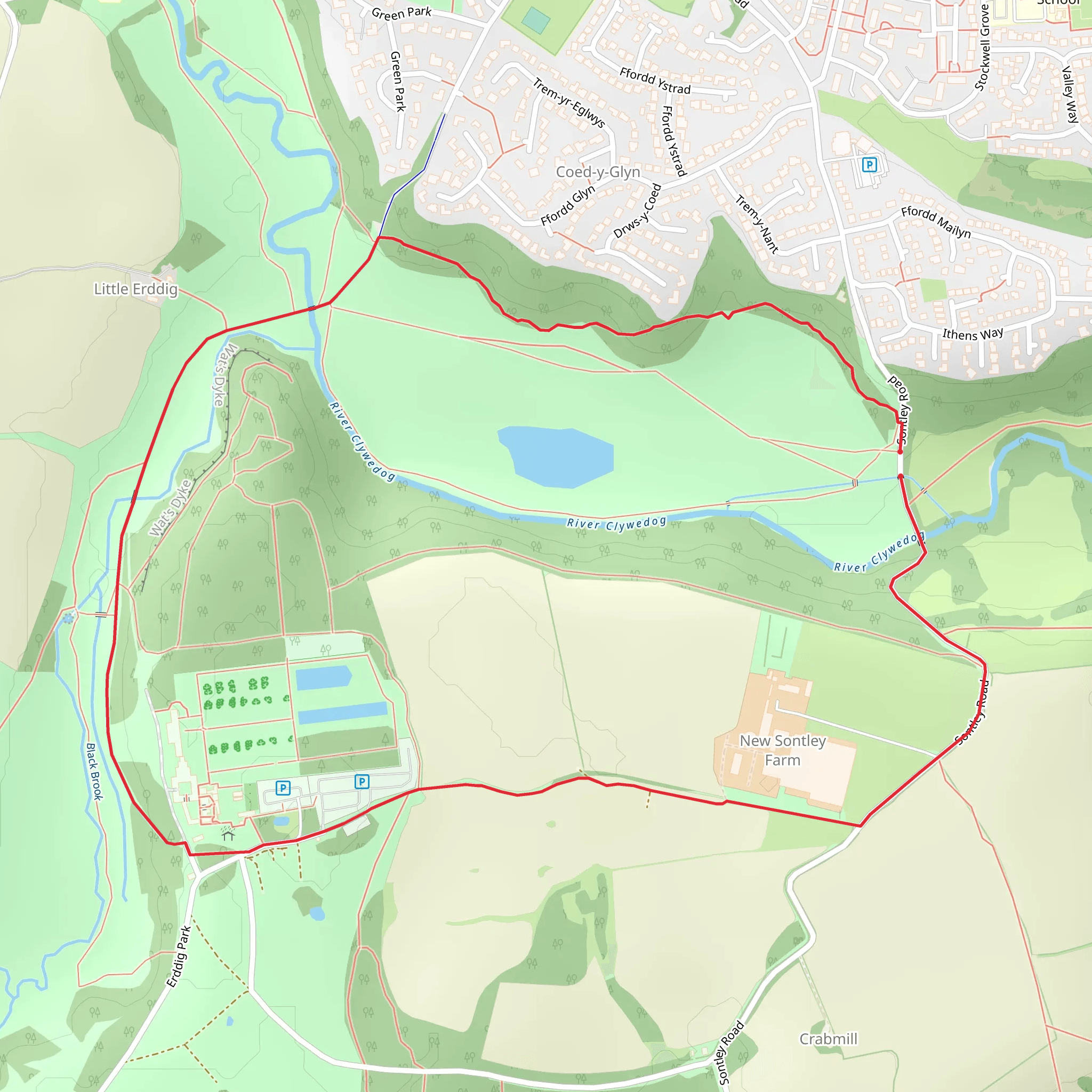 Erddig Hall and Country Park Loop mobile static map