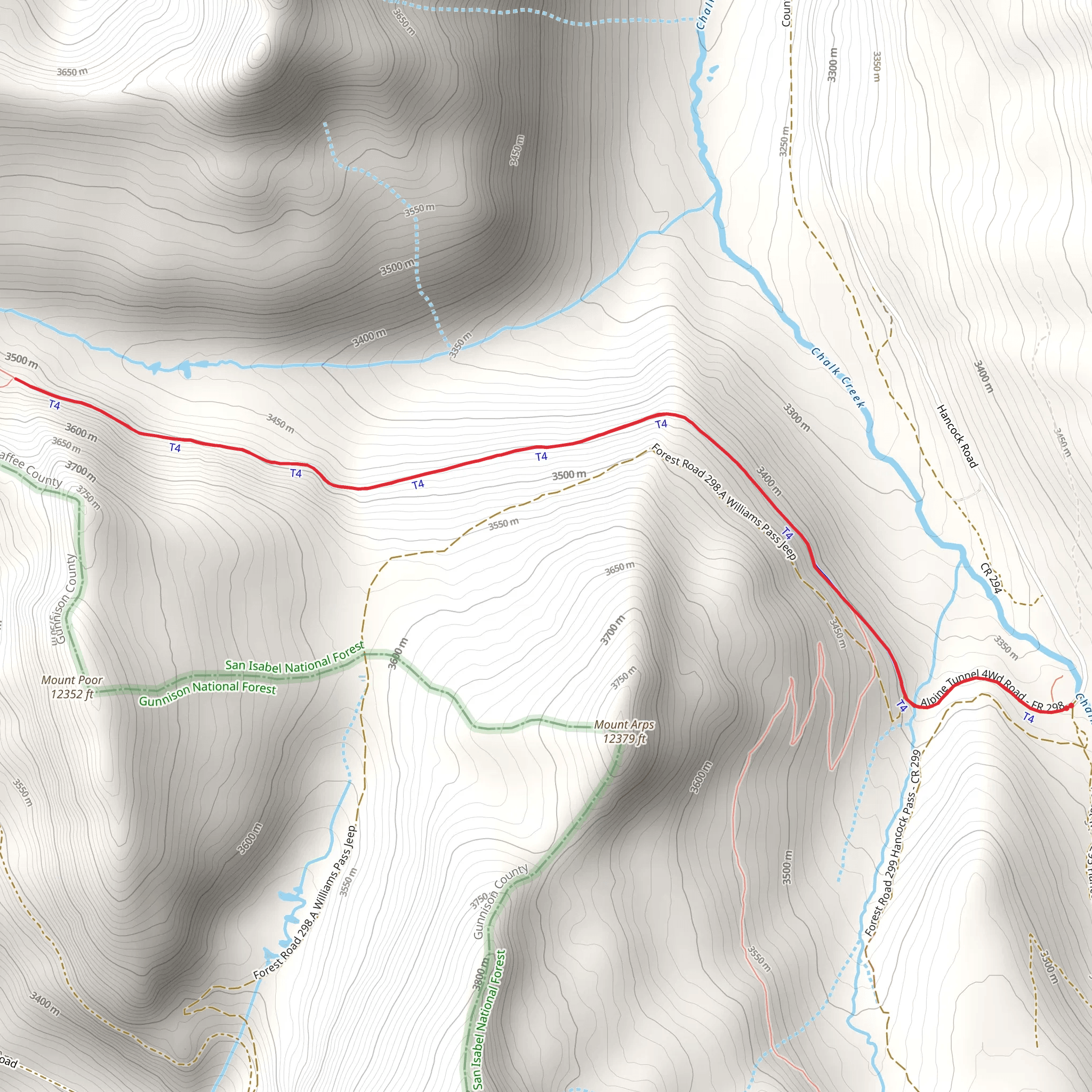 Alpine Tunnel Trail mobile static map