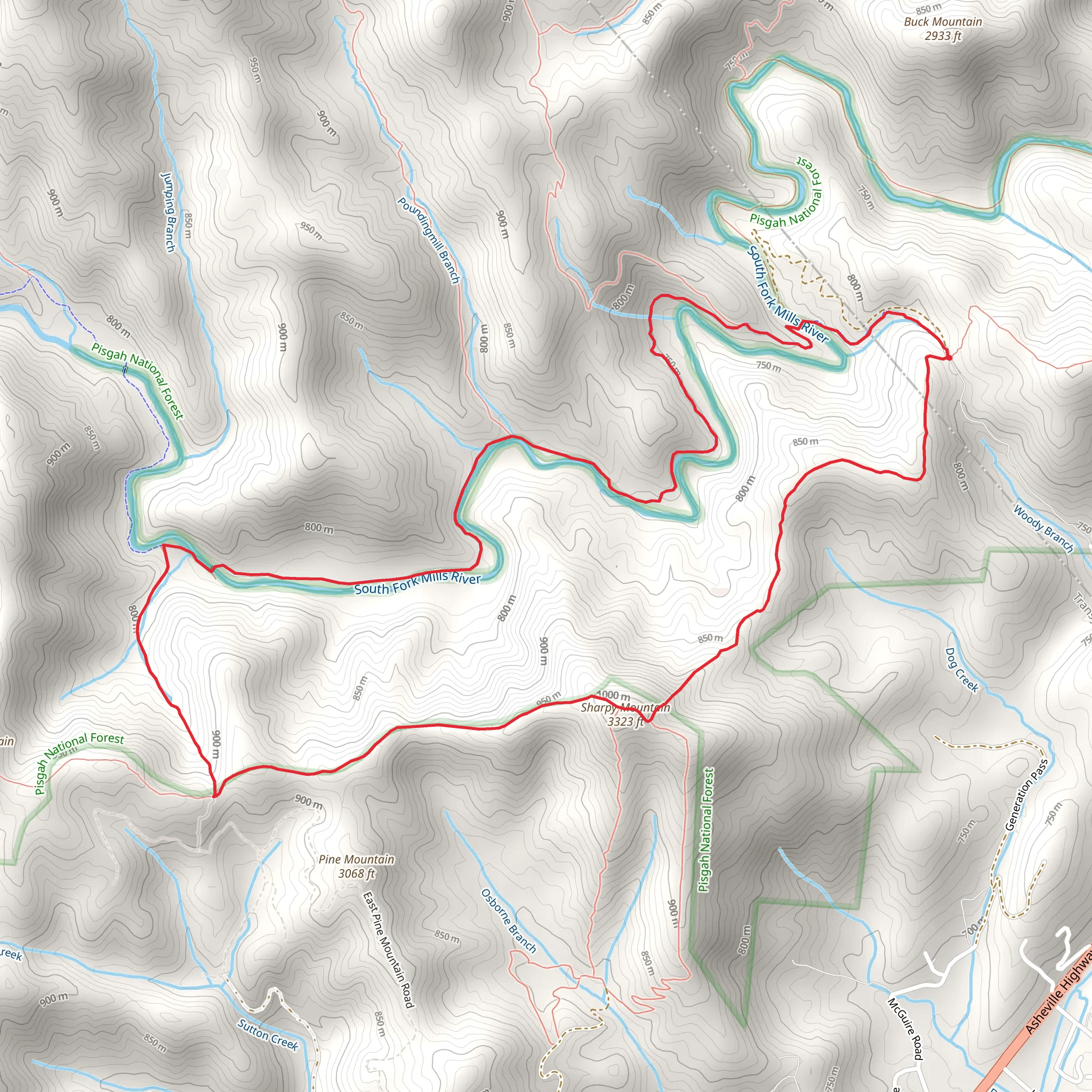 Sharpy Mountain Loop mobile static map