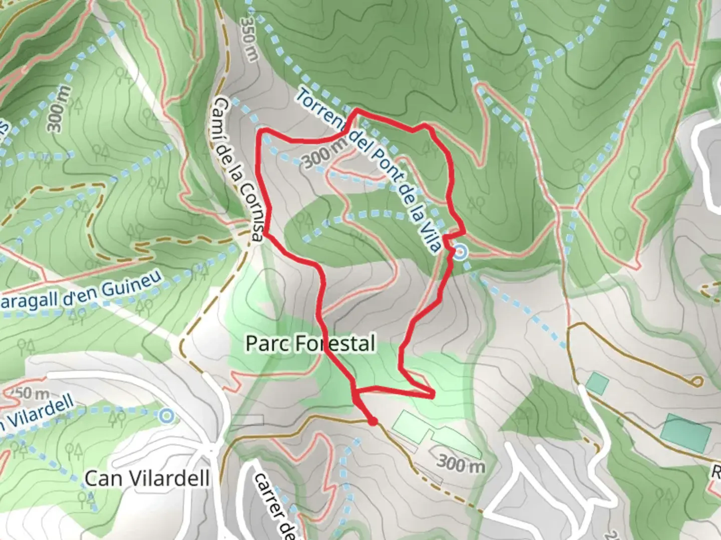 An image depicting the trail The Pon de la Vila SL C 74 and its surrounding area.