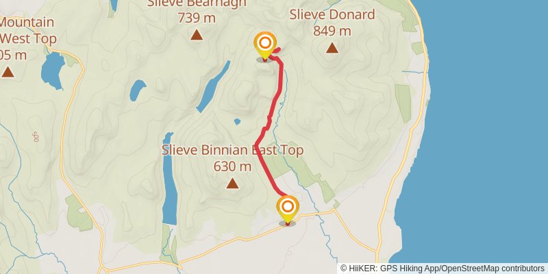 Wee Binnian to Slieve Beg Mountain Loop stage 2 Map