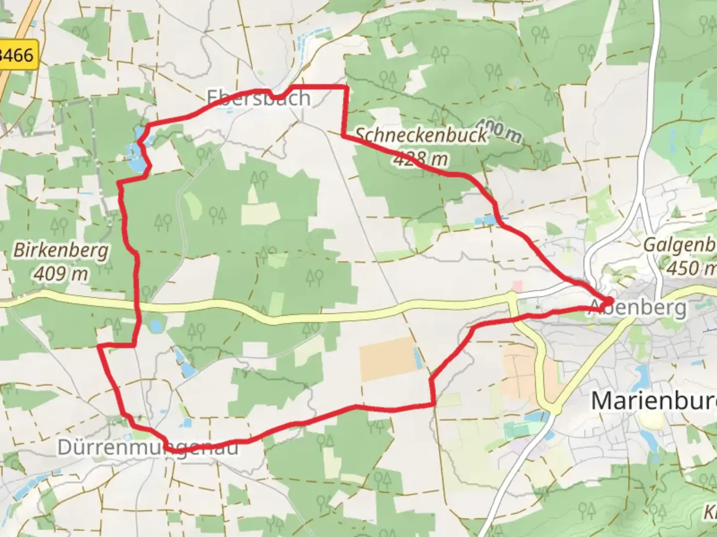 An image depicting the trail Kaltenbachweiher via Rangau Pfalz Weg and Jakobsweg Schwabach-Oettingen and its surrounding area.