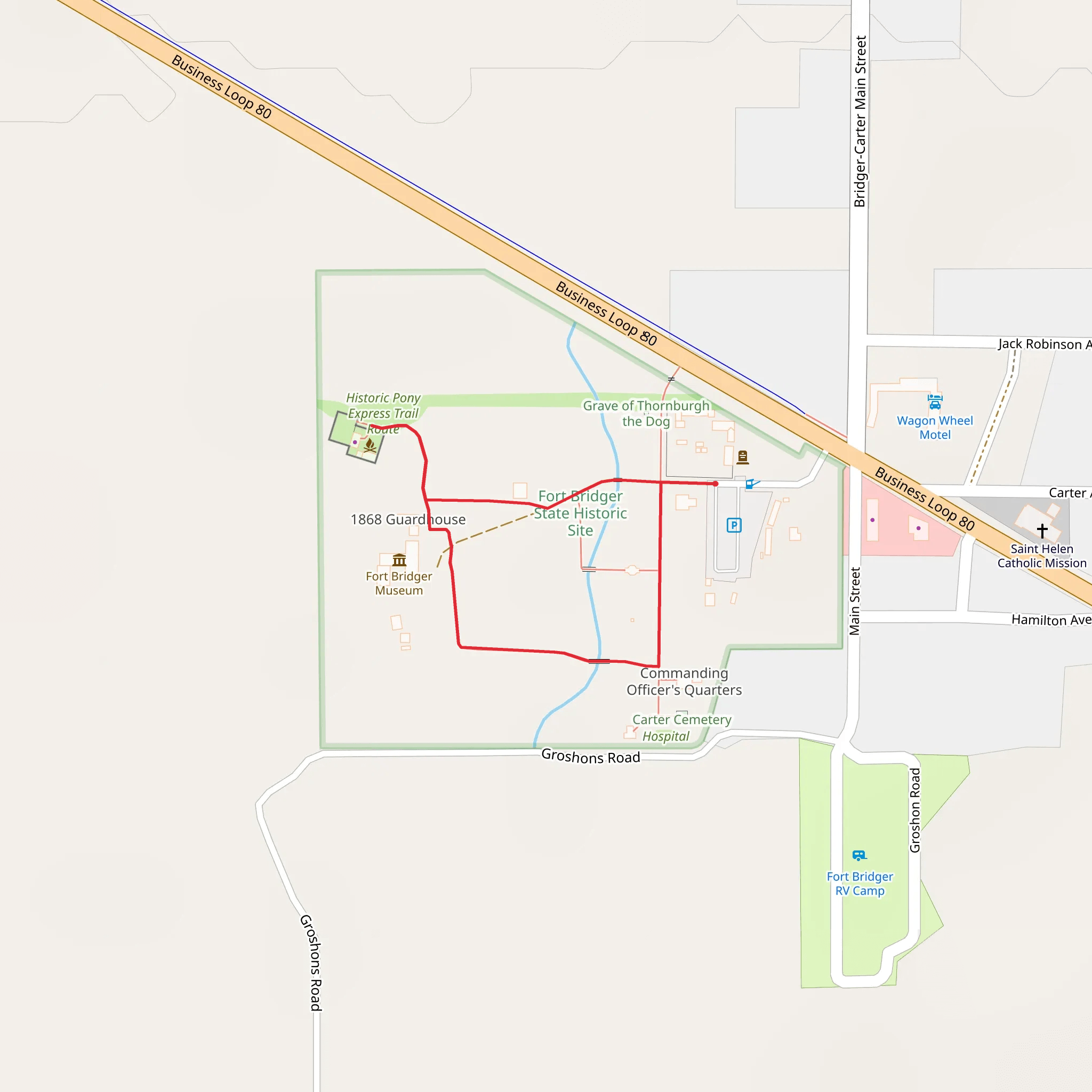 Fort Bridger State Historic Site Loop mobile static map