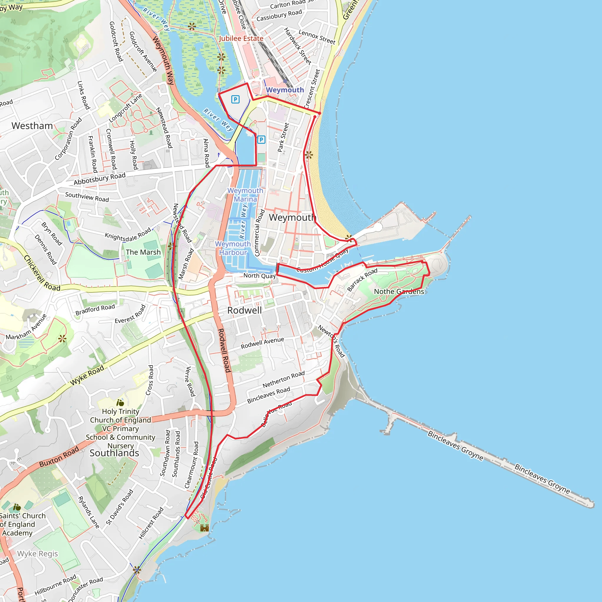 Legacy Trail 3 - Nothe Gardens and Rodwell Trail mobile static map