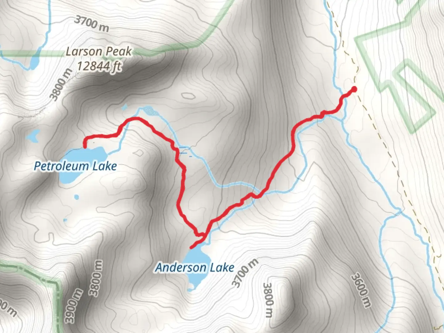 An image depicting the trail Petroleum and Anderson Lakes Trail and its surrounding area.