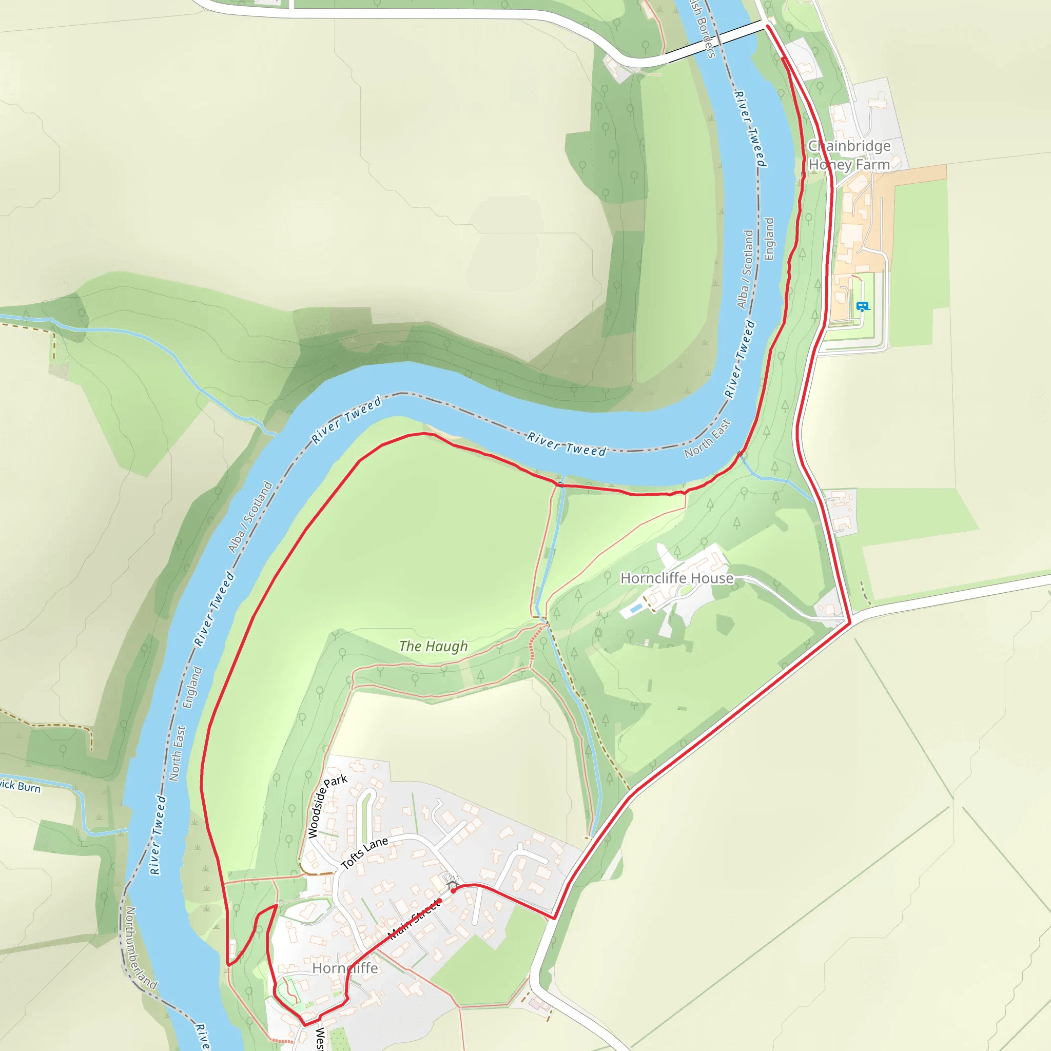 Union Chain Bridge and Horncliffe Loop mobile static map