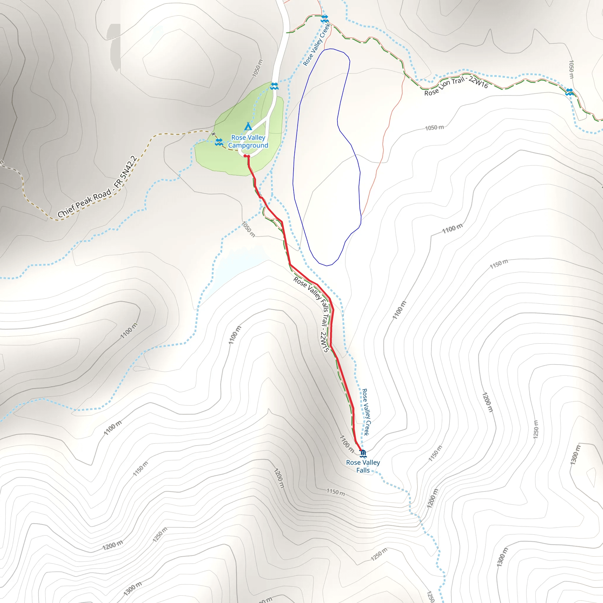Rose Valley Falls Trail mobile static map