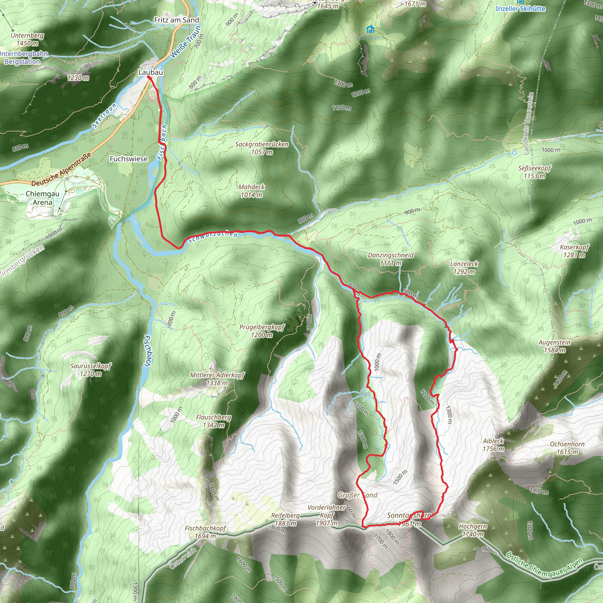 Reifelbergscharte and Sonntagshorn Loop from Laubau mobile static map