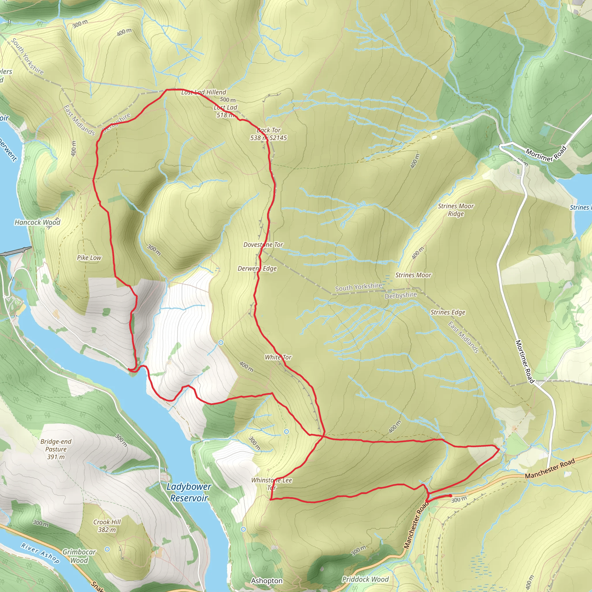 The Derwent Edge from Cutthroat Bridge mobile static map