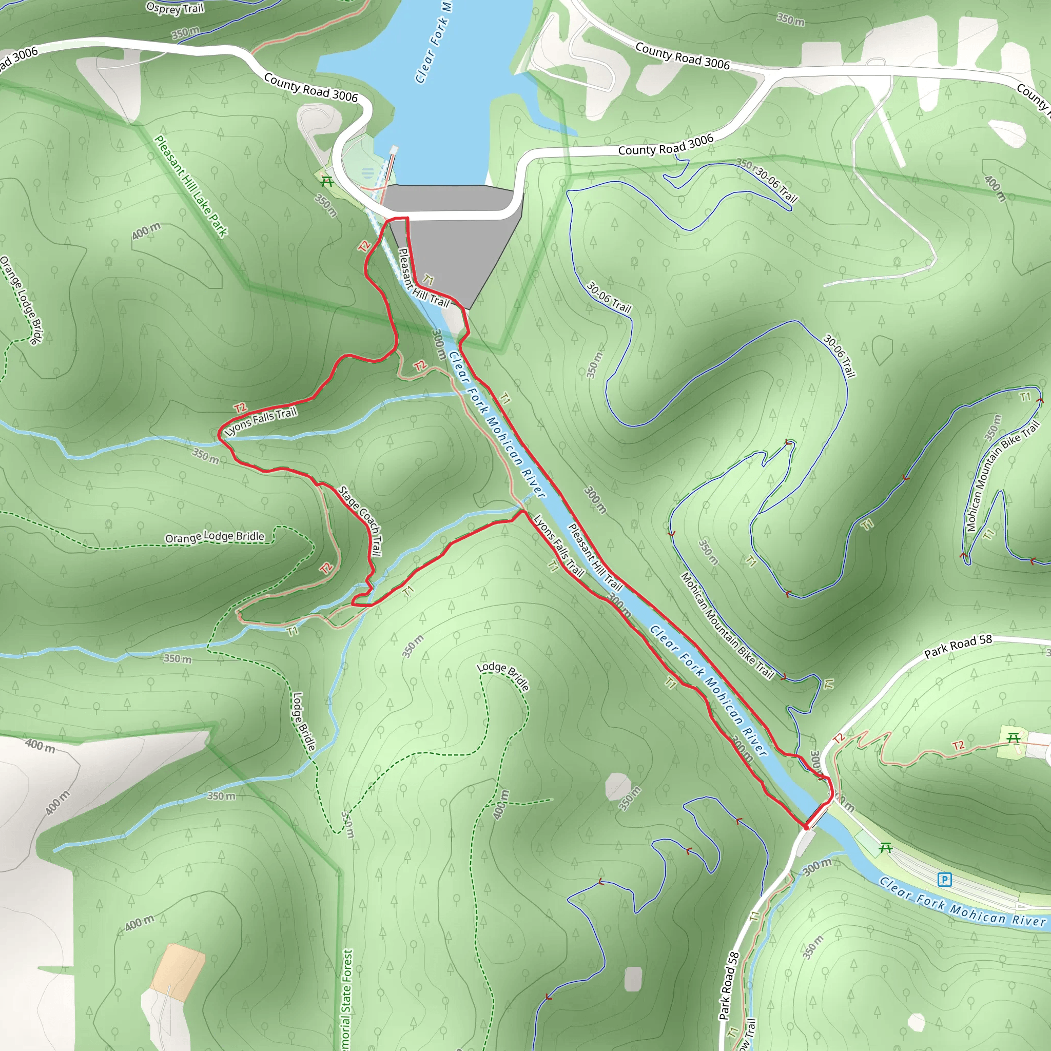 Lyons Falls and Pleasant Hill Loop Trail mobile static map